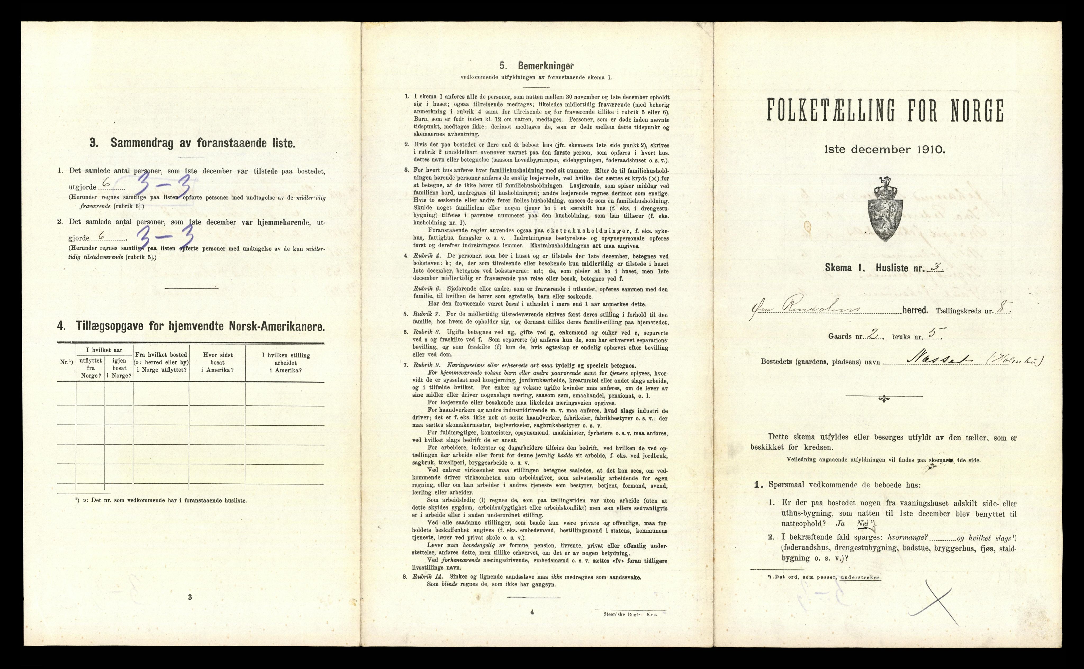 RA, 1910 census for Øvre Rendal, 1910, p. 542