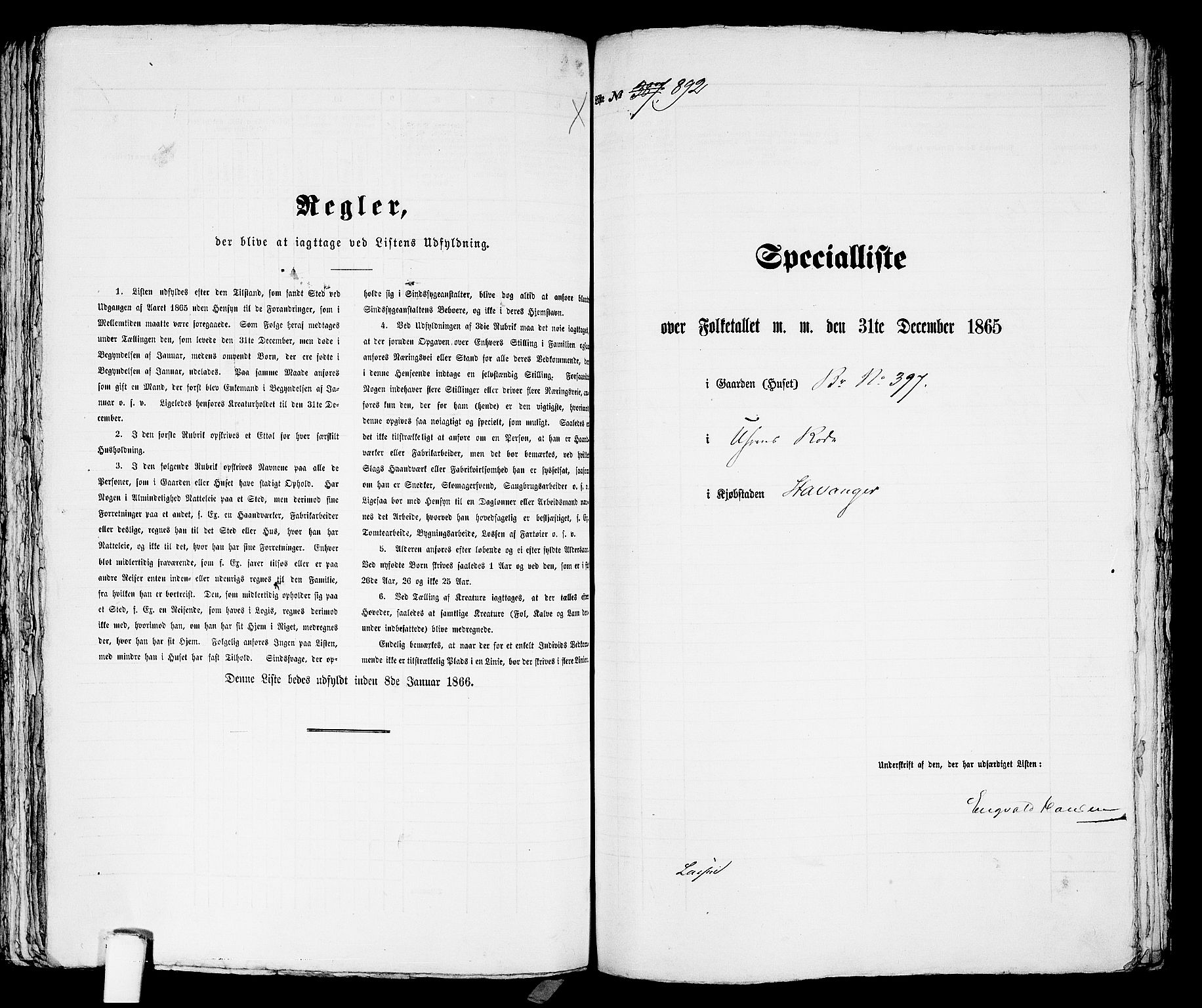 RA, 1865 census for Stavanger, 1865, p. 1818