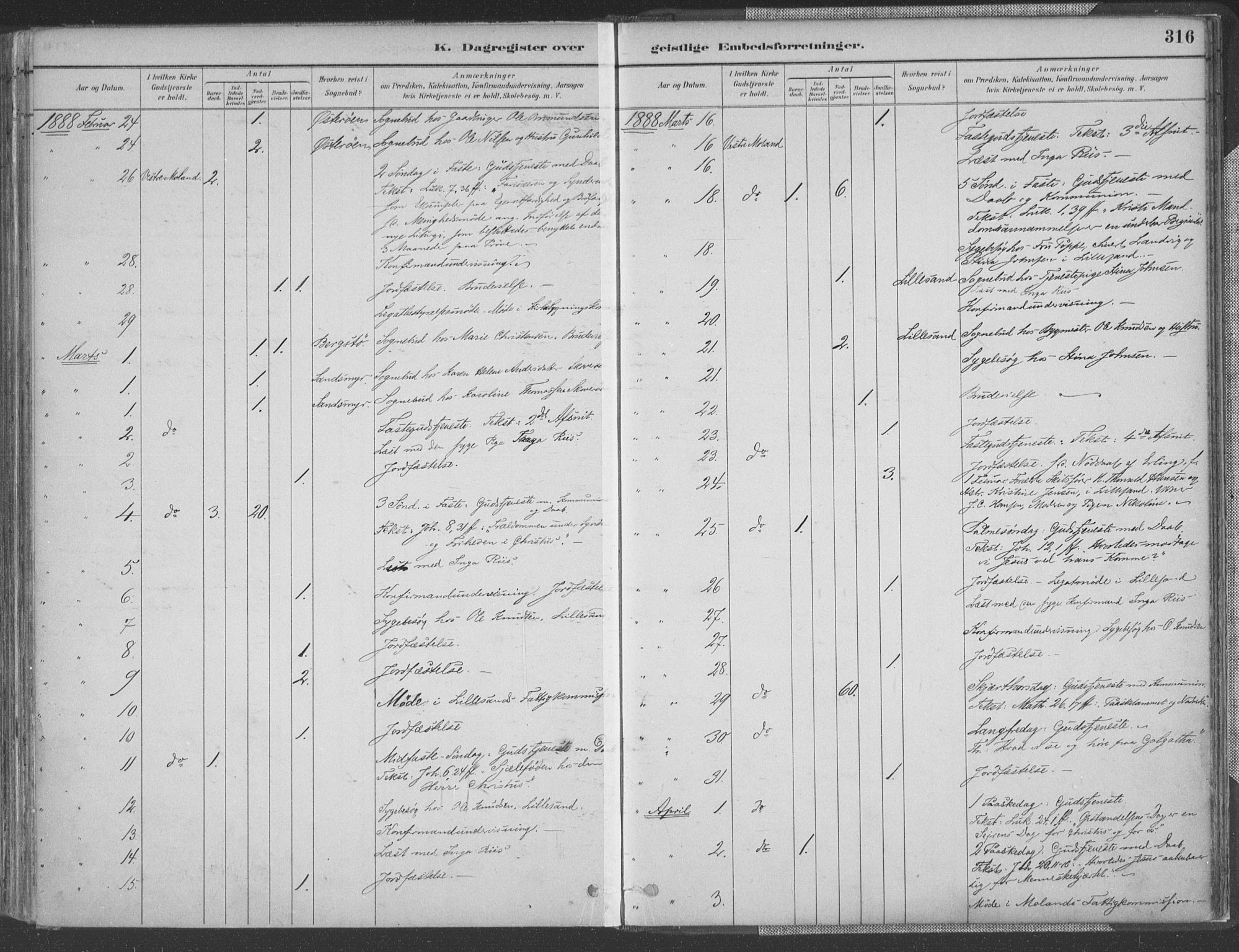 Vestre Moland sokneprestkontor, AV/SAK-1111-0046/F/Fa/Fab/L0009: Parish register (official) no. A 9, 1884-1899, p. 316