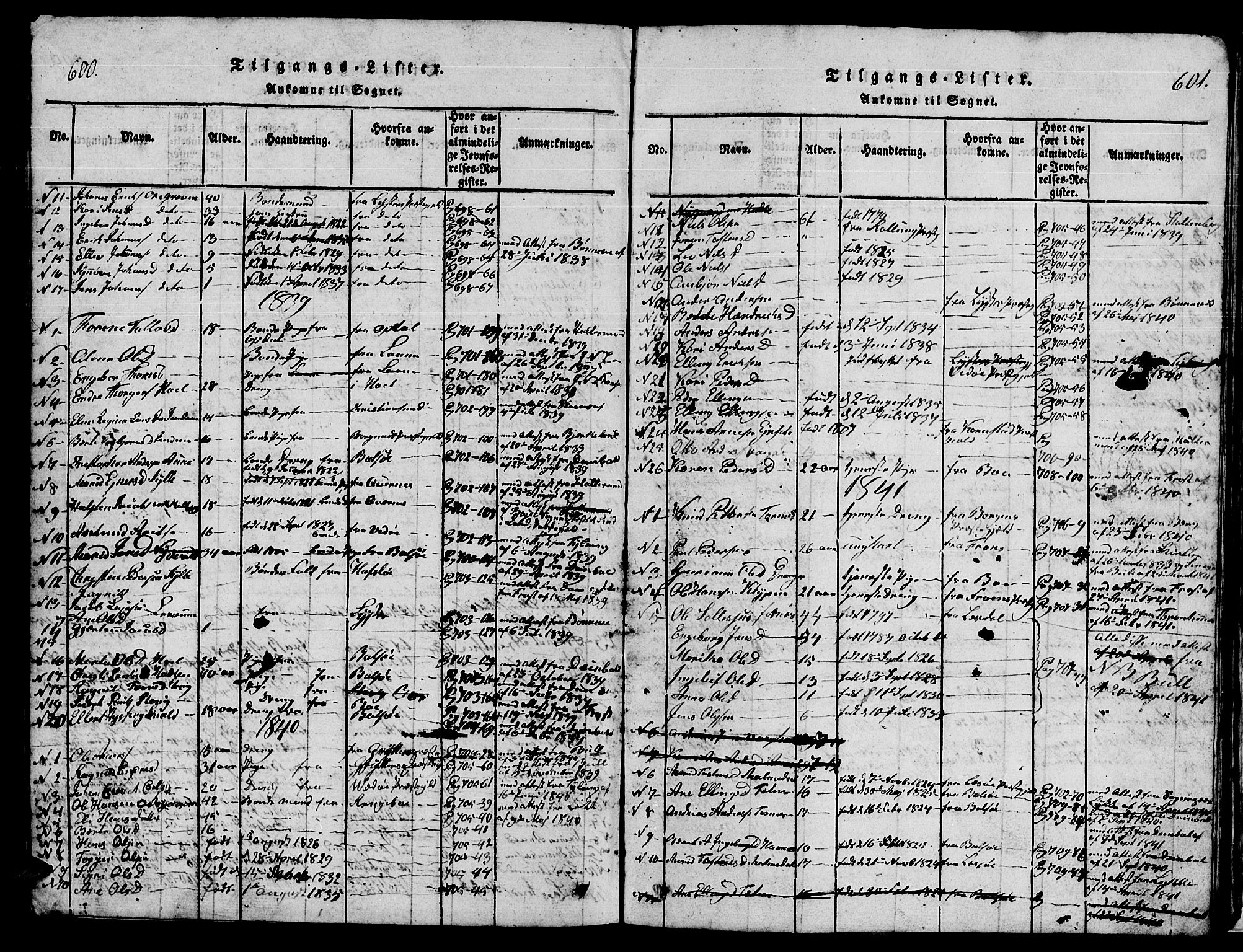 Ministerialprotokoller, klokkerbøker og fødselsregistre - Møre og Romsdal, AV/SAT-A-1454/565/L0752: Parish register (copy) no. 565C01, 1817-1844, p. 600-601