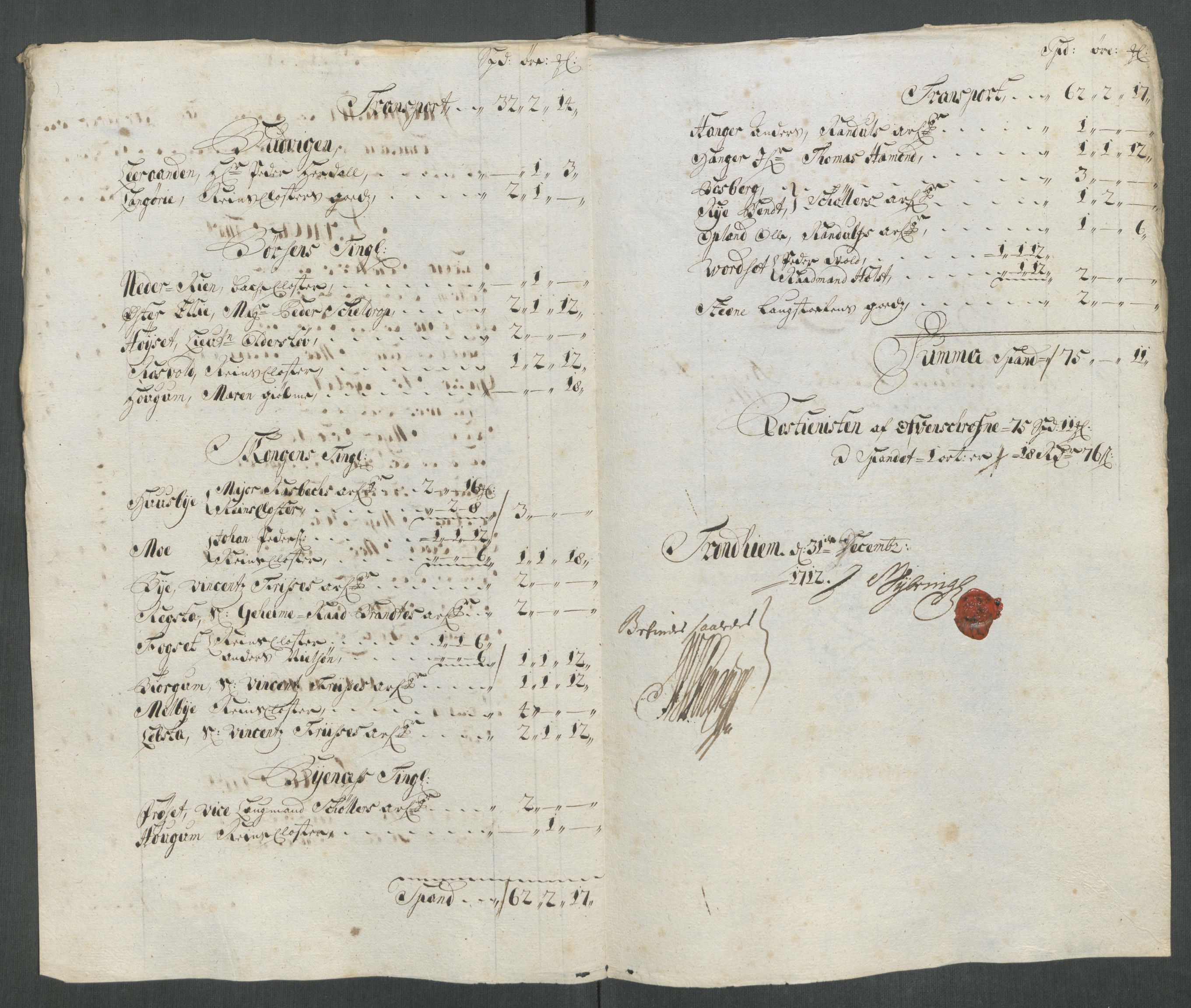 Rentekammeret inntil 1814, Reviderte regnskaper, Fogderegnskap, RA/EA-4092/R61/L4113: Fogderegnskap Strinda og Selbu, 1712-1713, p. 73