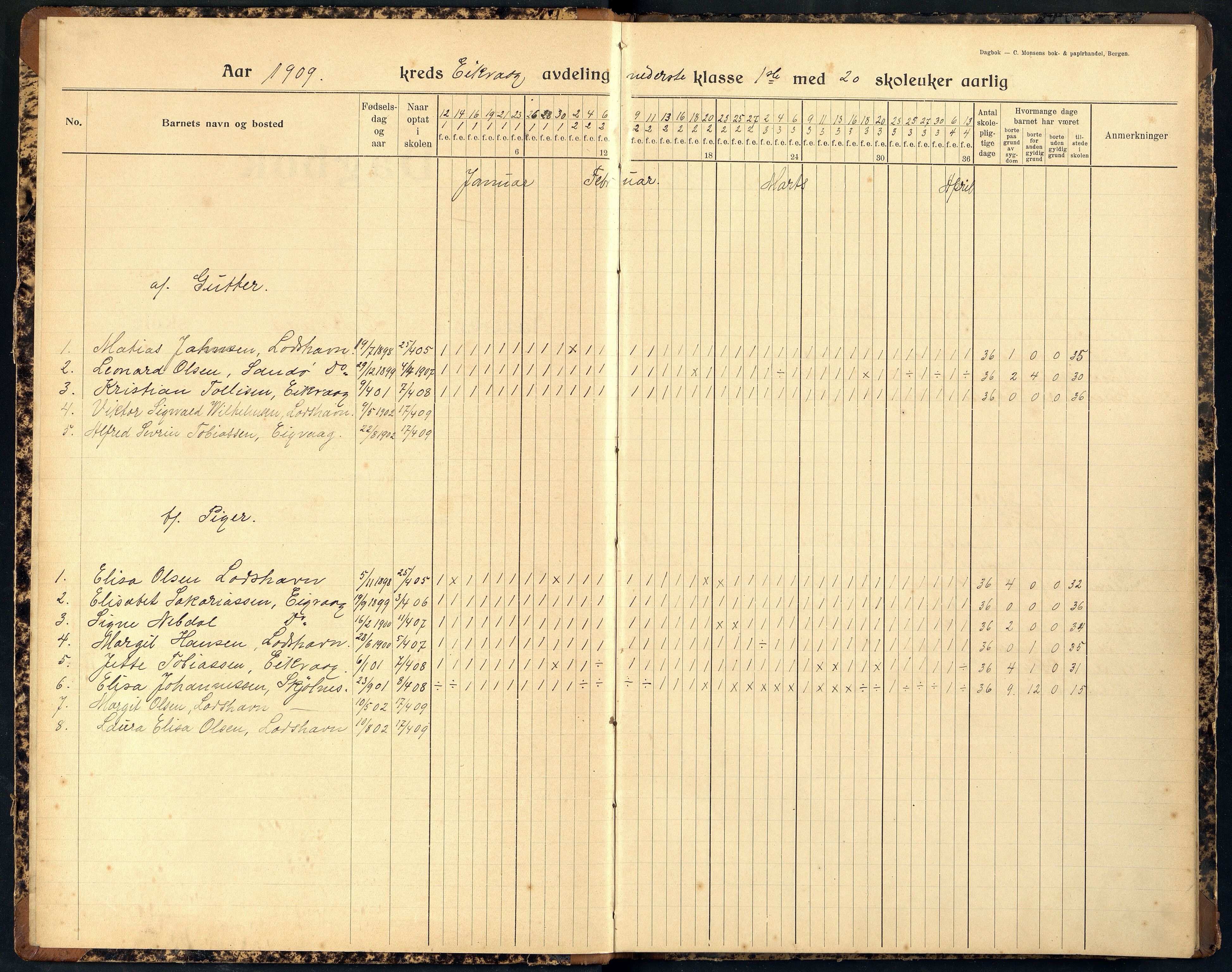 Lista kommune - Eikvåg Skole, ARKSOR/1003LI551/I/L0003: Dagbok, 1909-1922