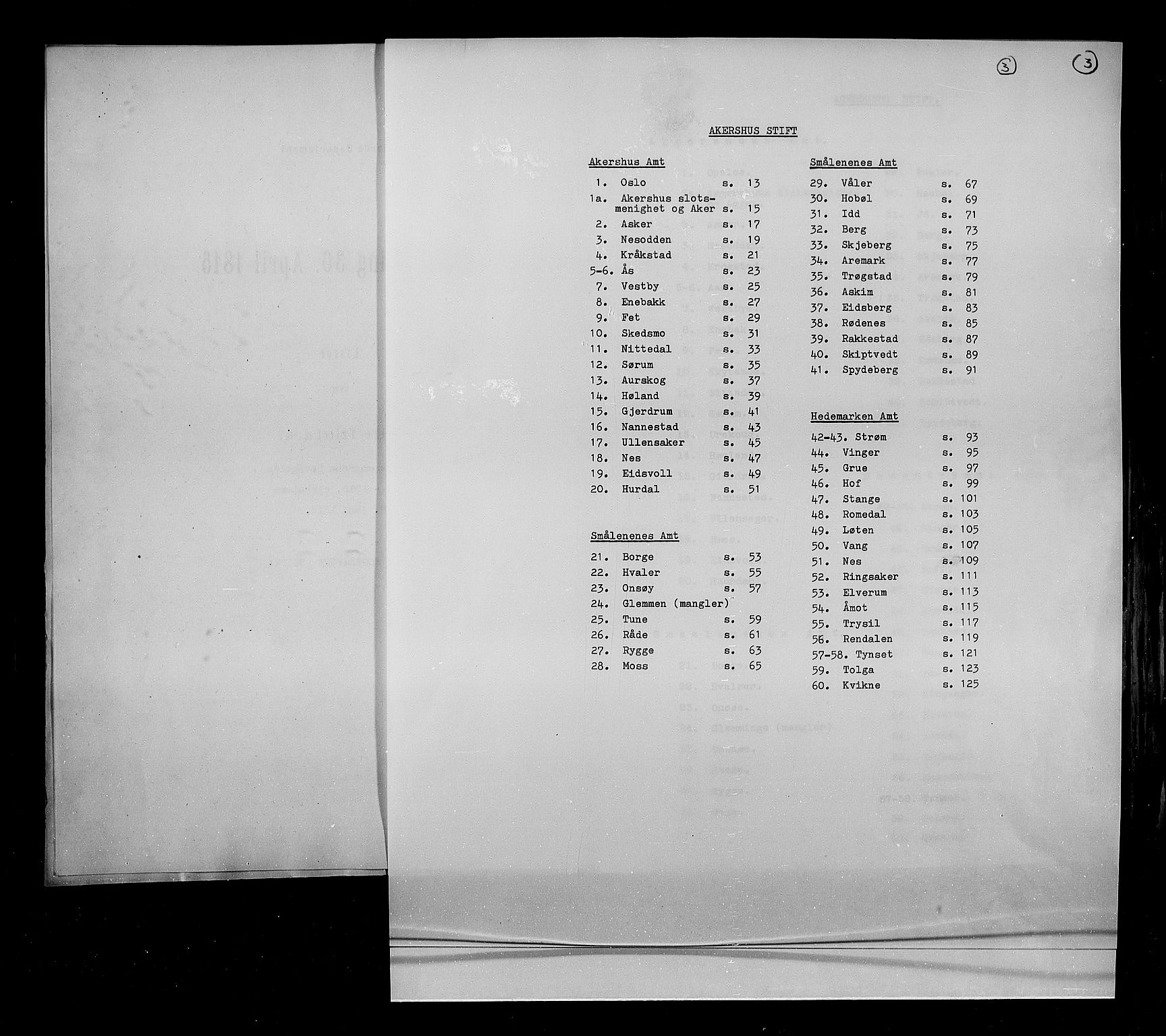 RA, Census 1815, vol. 6: Akershus stift and Kristiansand stift, 1815, p. 3