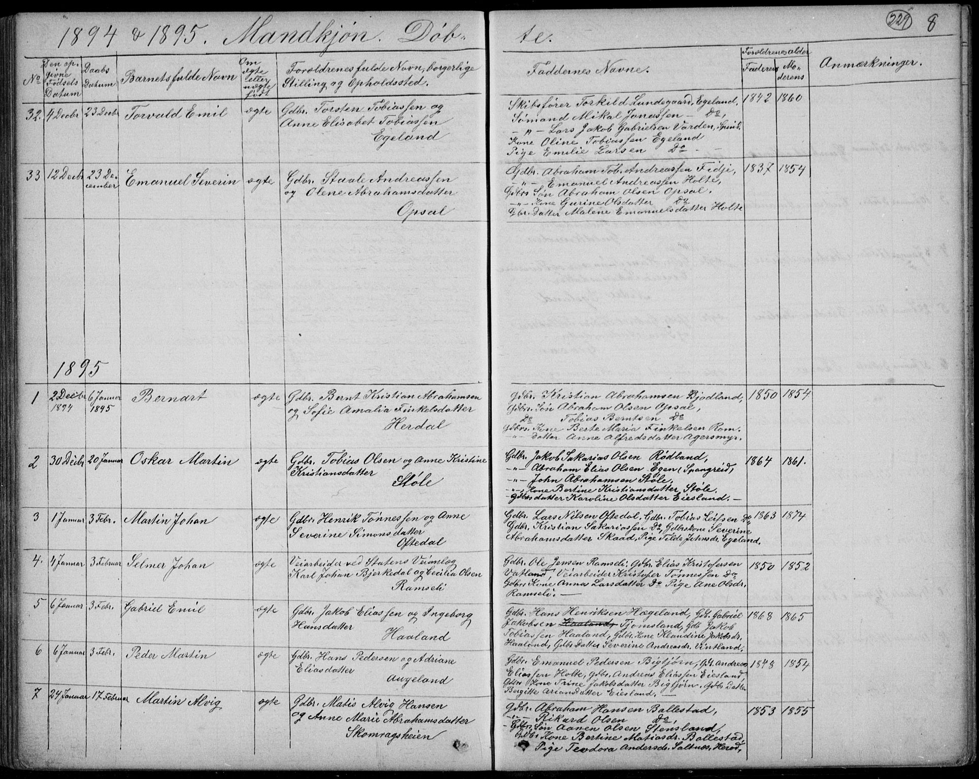 Lyngdal sokneprestkontor, AV/SAK-1111-0029/F/Fb/Fbc/L0004: Parish register (copy) no. B 4, 1878-1896, p. 229