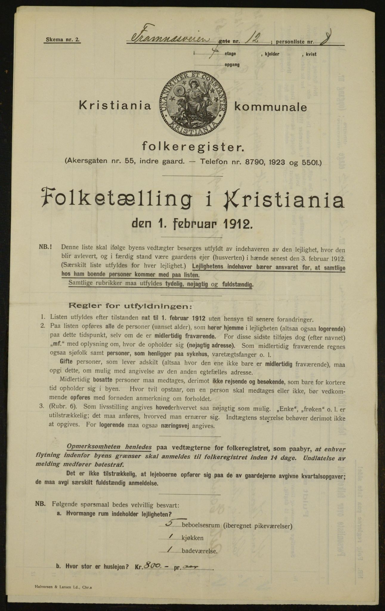 OBA, Municipal Census 1912 for Kristiania, 1912, p. 25516