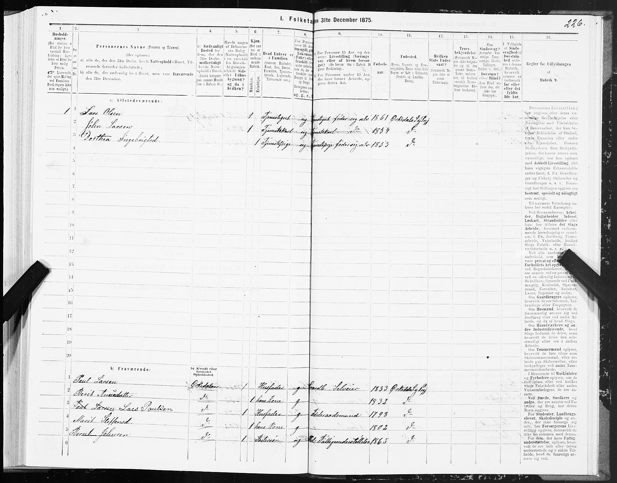 SAT, 1875 census for 1638P Orkdal, 1875, p. 8226