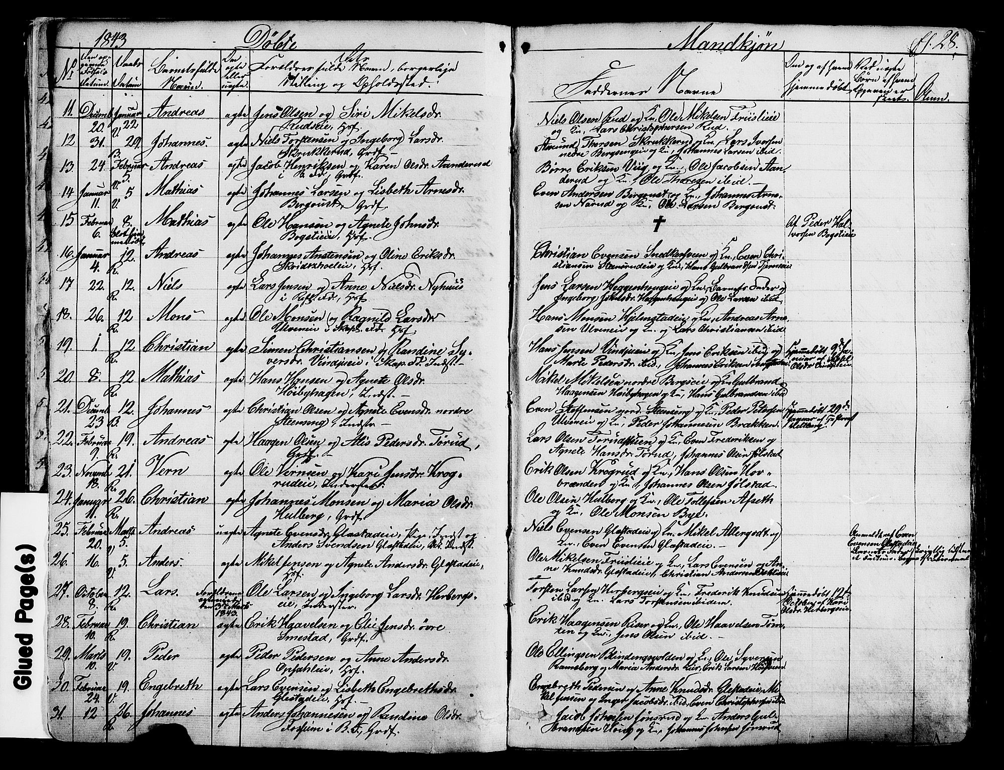 Ringsaker prestekontor, AV/SAH-PREST-014/K/Ka/L0008: Parish register (official) no. 8, 1837-1850, p. 28