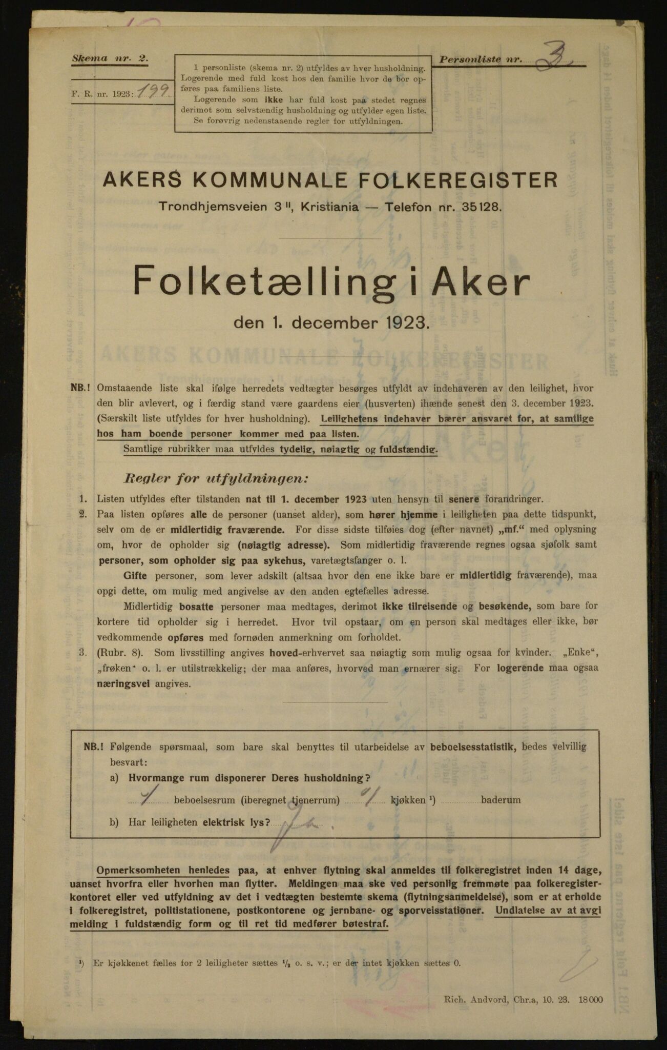 , Municipal Census 1923 for Aker, 1923, p. 23488