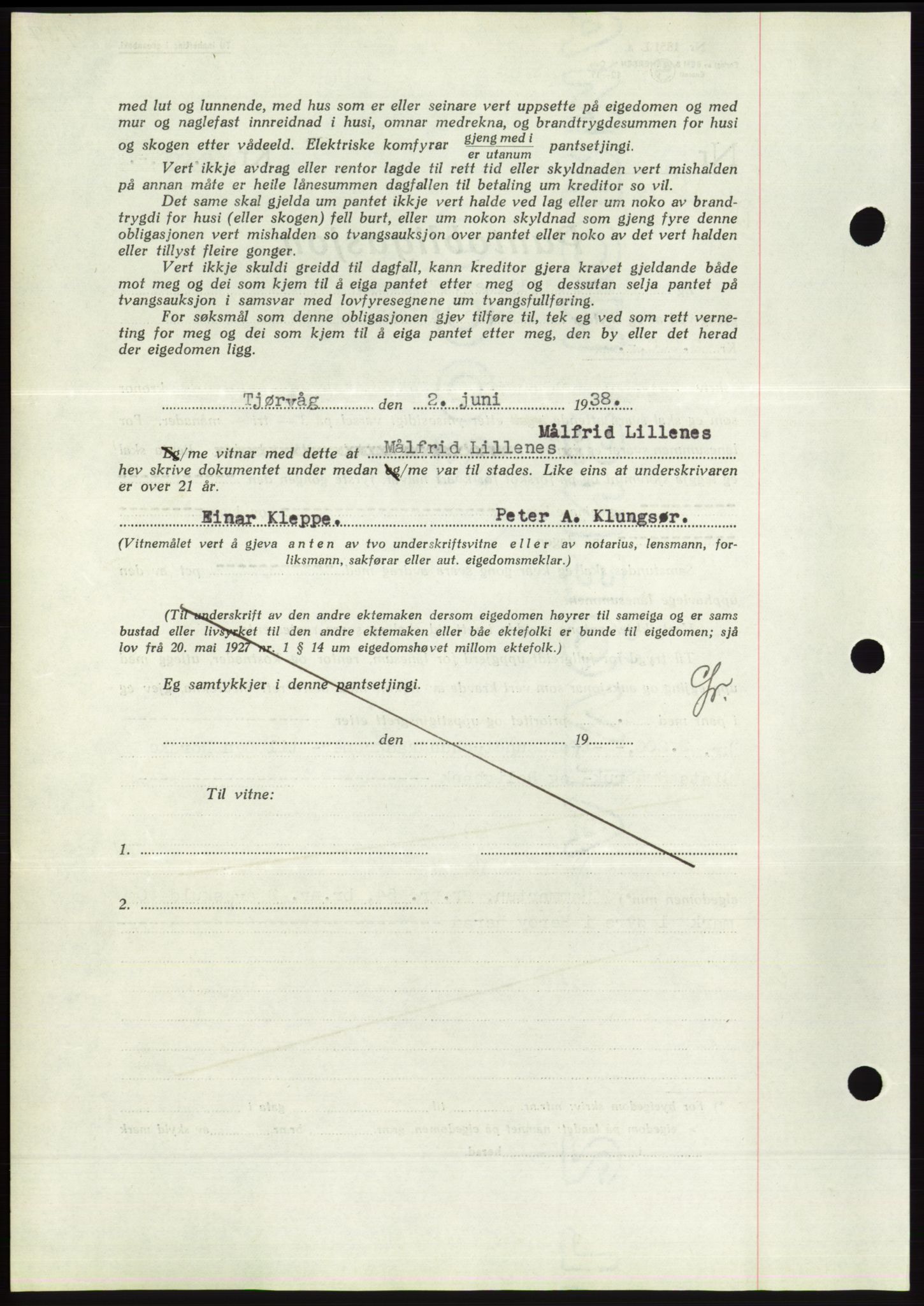 Søre Sunnmøre sorenskriveri, AV/SAT-A-4122/1/2/2C/L0065: Mortgage book no. 59, 1938-1938, Diary no: : 889/1938