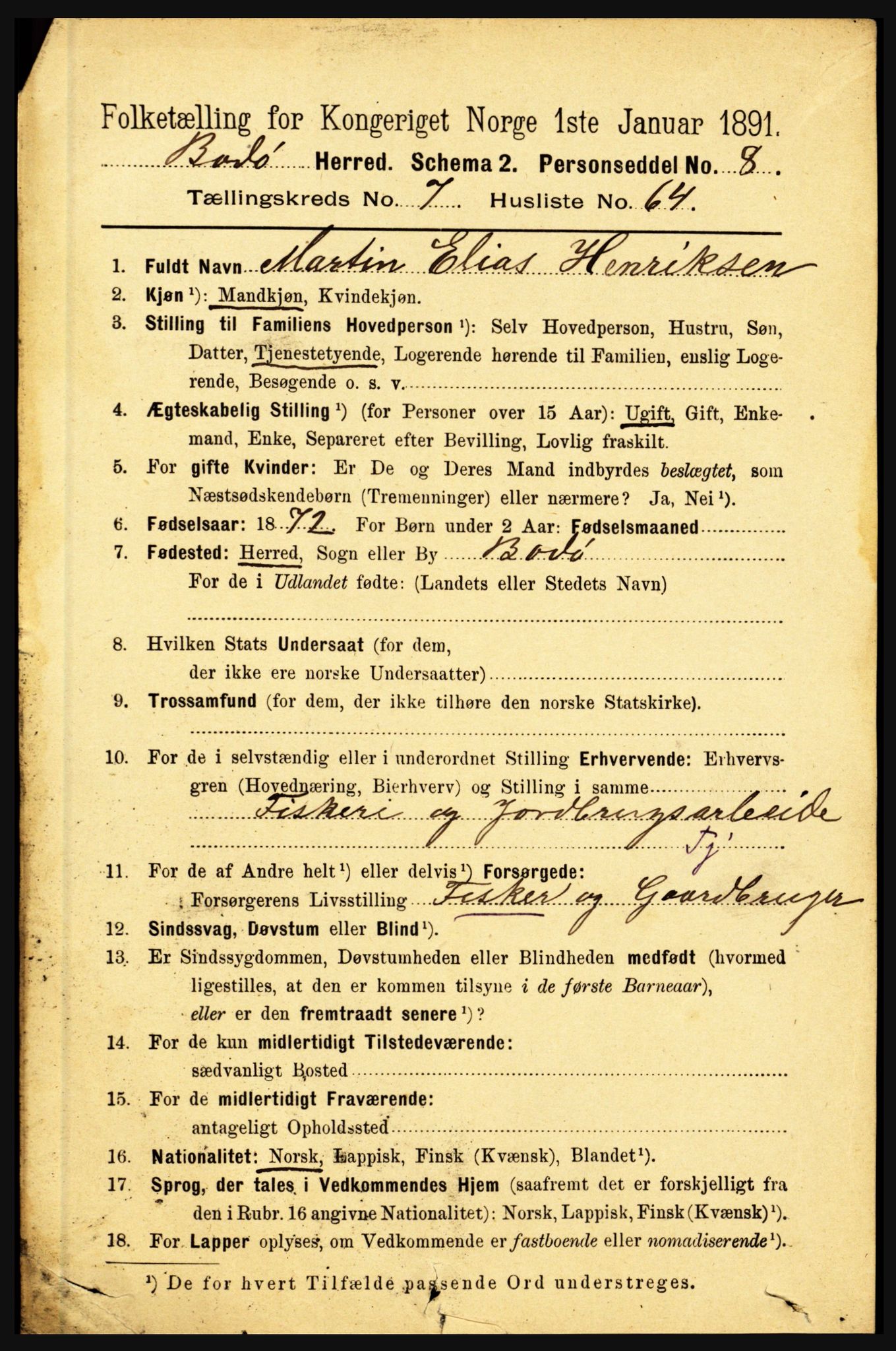 RA, 1891 census for 1843 Bodø, 1891, p. 5087