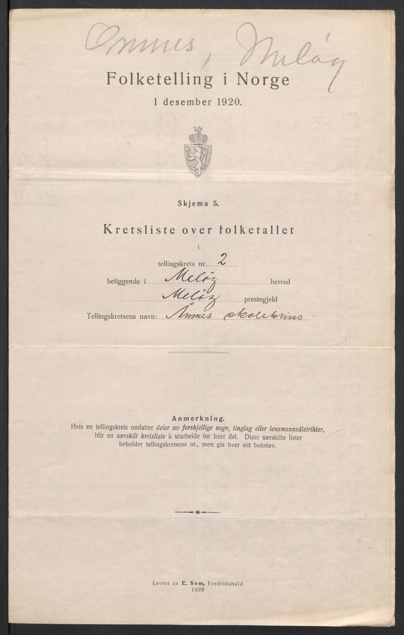 SAT, 1920 census for Meløy, 1920, p. 9