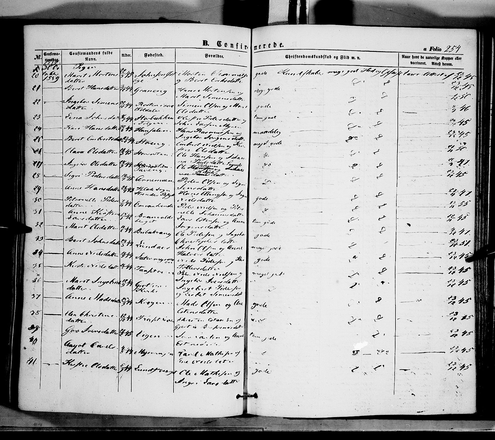 Tynset prestekontor, AV/SAH-PREST-058/H/Ha/Haa/L0020: Parish register (official) no. 20, 1848-1862, p. 254