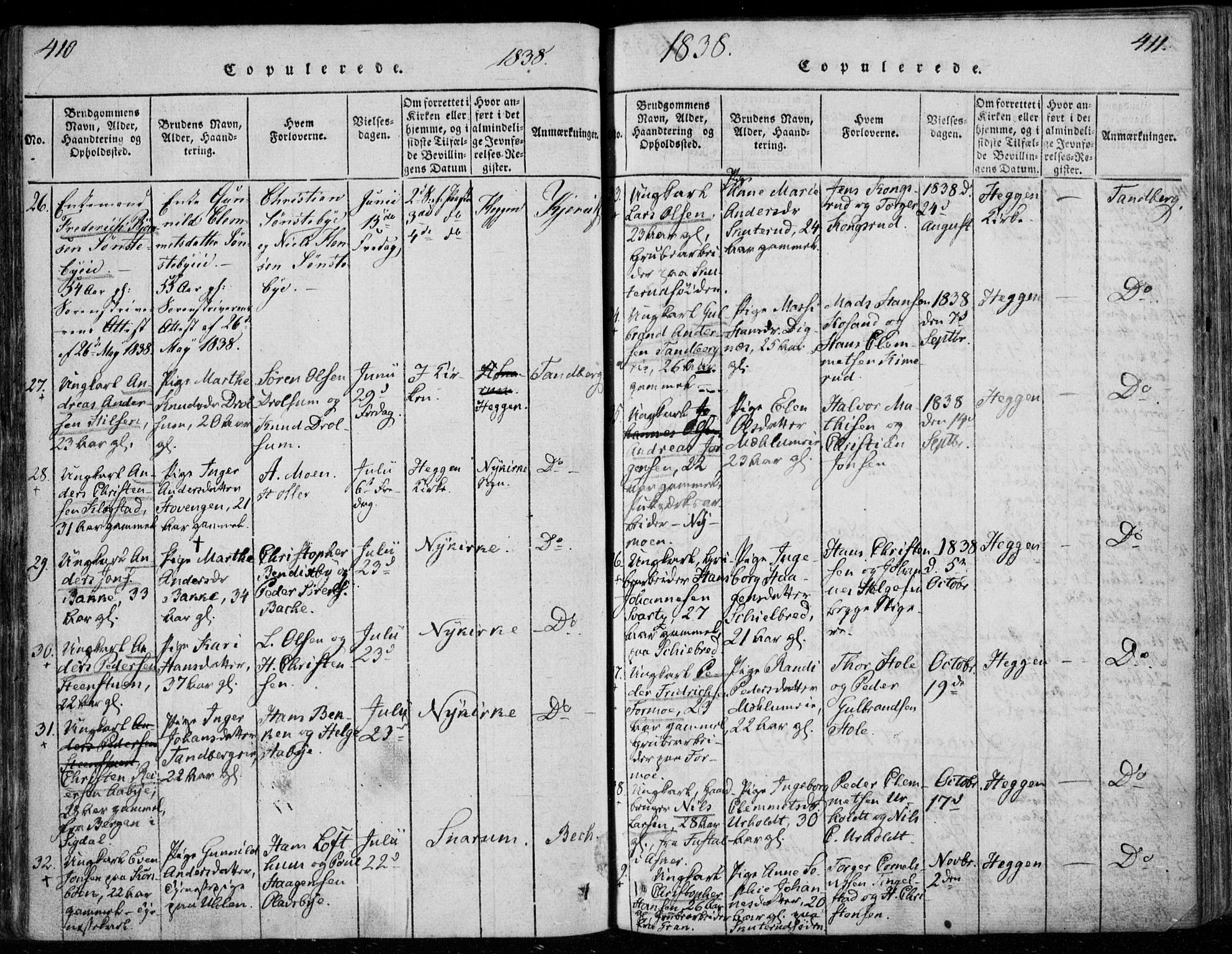 Modum kirkebøker, SAKO/A-234/F/Fa/L0006: Parish register (official) no. 6, 1832-1841, p. 410-411