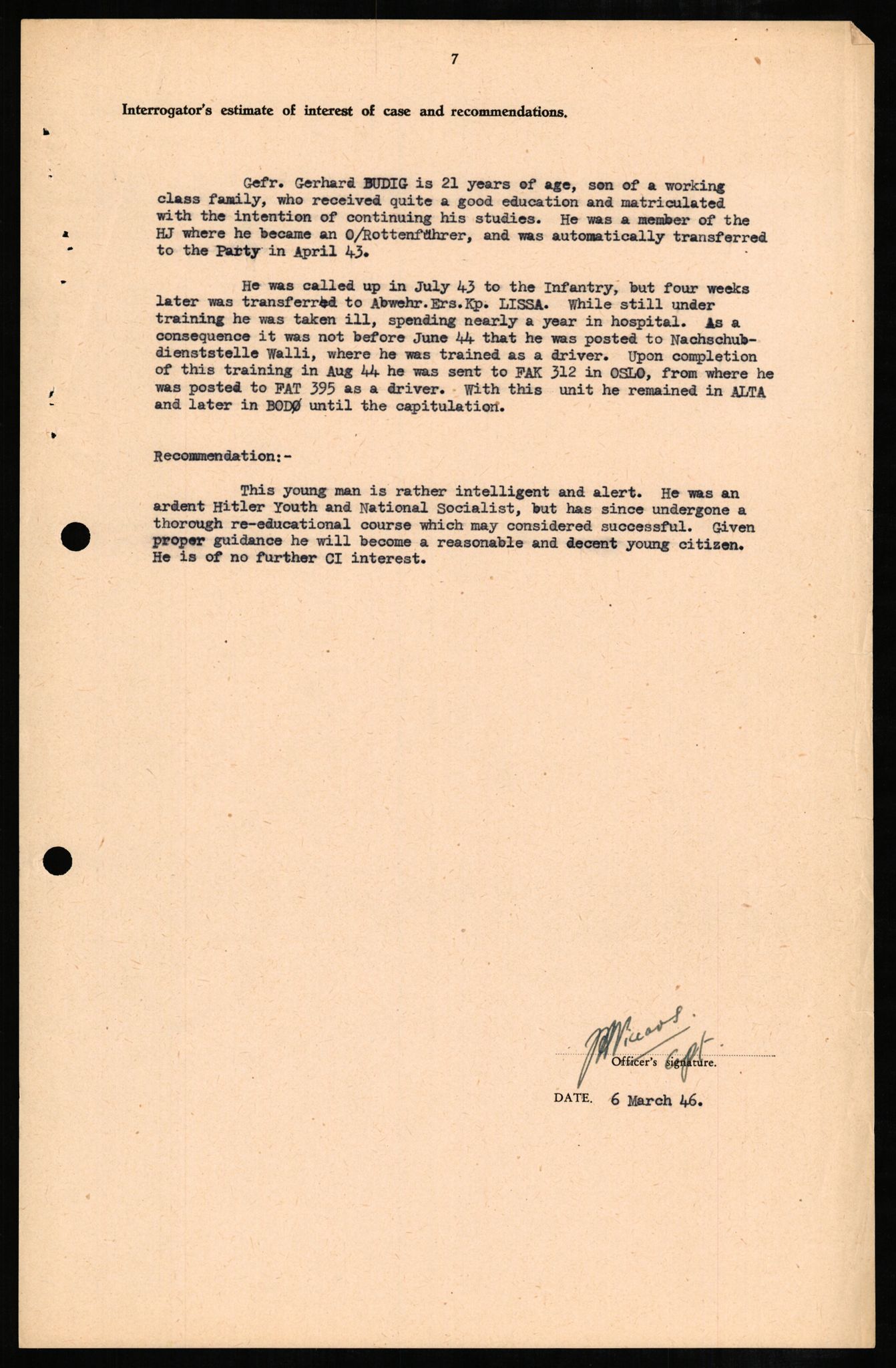 Forsvaret, Forsvarets overkommando II, AV/RA-RAFA-3915/D/Db/L0004: CI Questionaires. Tyske okkupasjonsstyrker i Norge. Tyskere., 1945-1946, p. 451