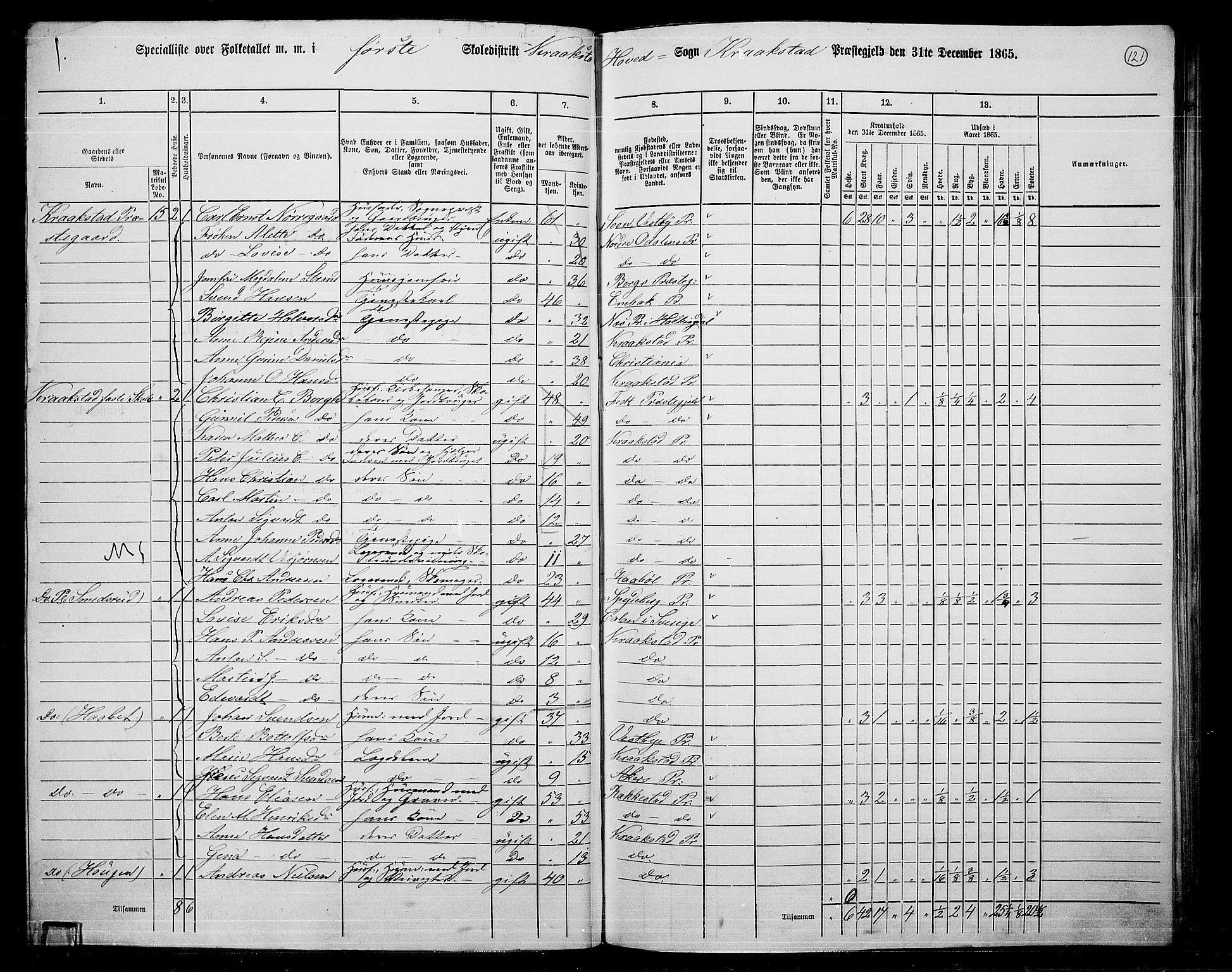 RA, 1865 census for Kråkstad, 1865, p. 109