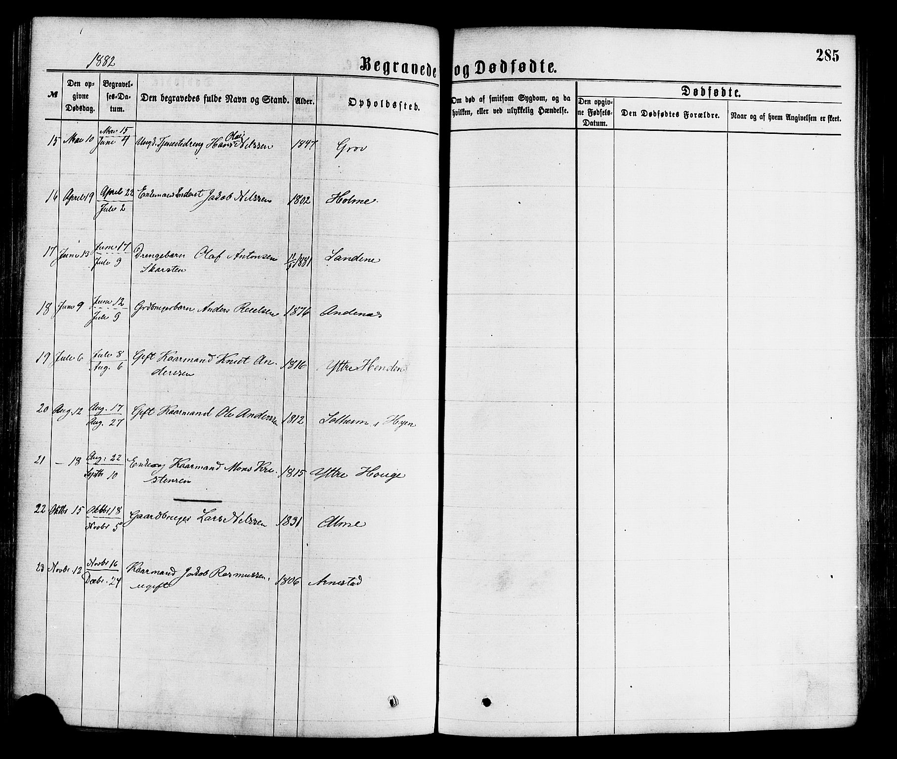 Gloppen sokneprestembete, SAB/A-80101/H/Haa/Haaa/L0010: Parish register (official) no. A 10, 1871-1884, p. 285