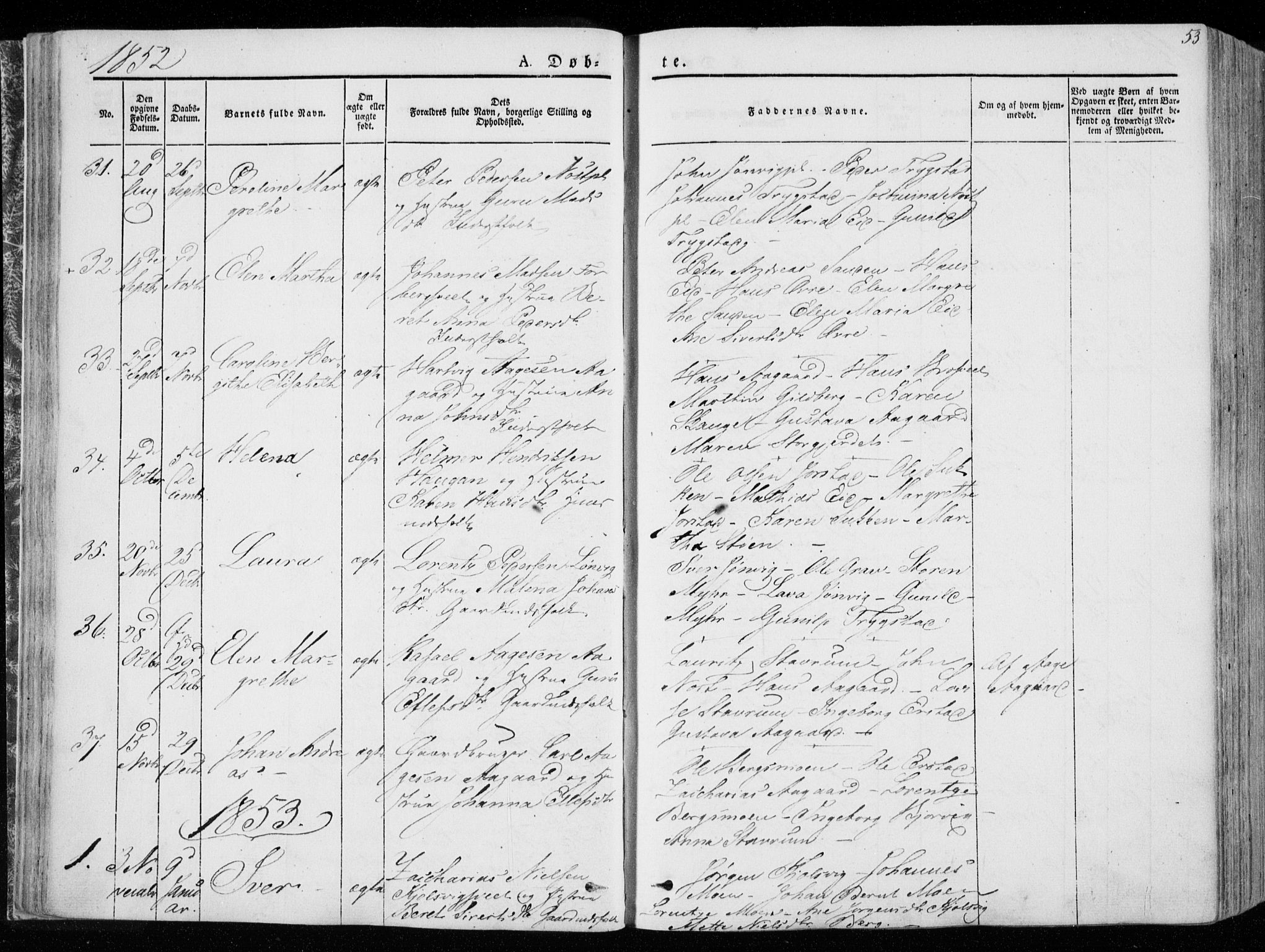 Ministerialprotokoller, klokkerbøker og fødselsregistre - Nord-Trøndelag, SAT/A-1458/722/L0218: Parish register (official) no. 722A05, 1843-1868, p. 53
