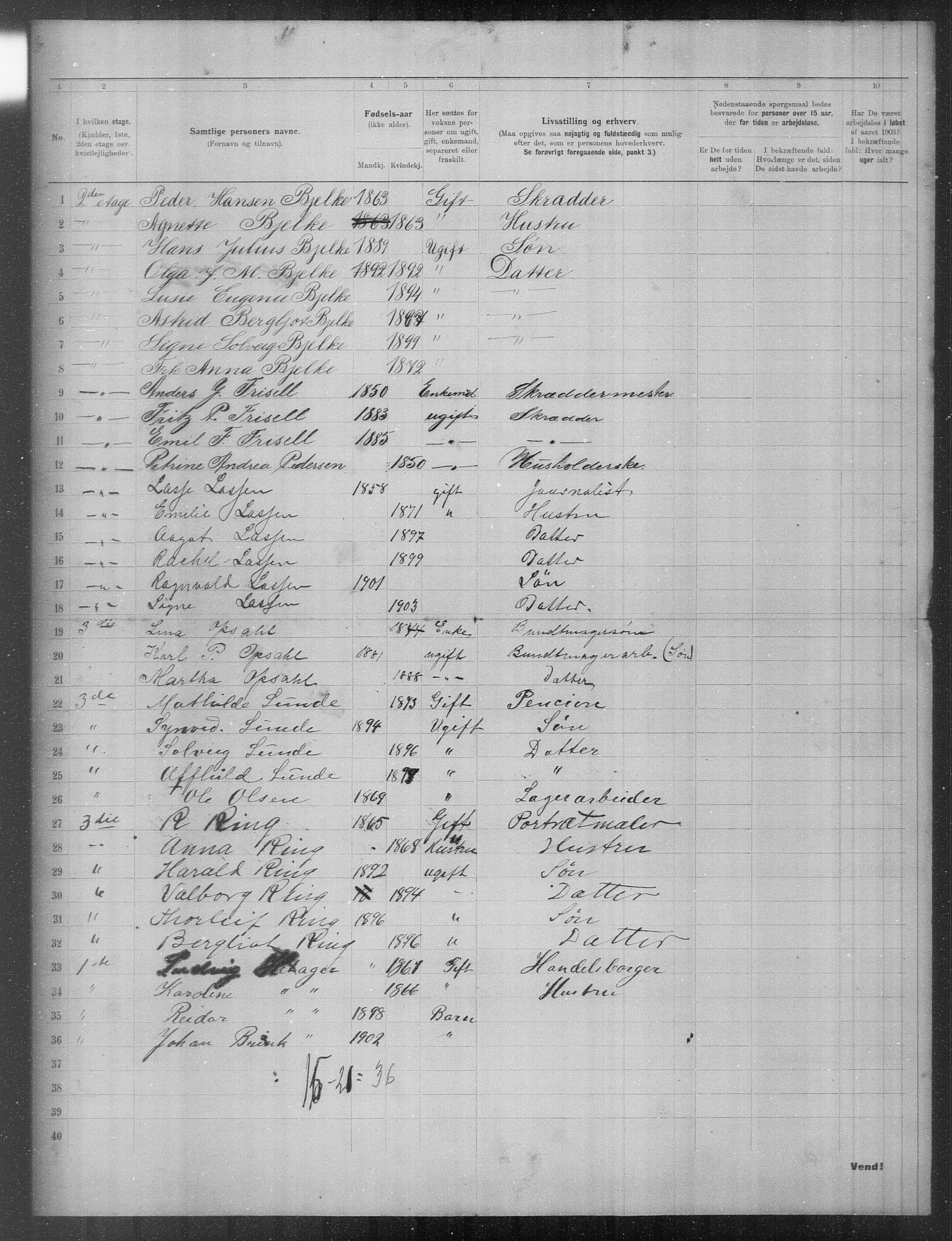 OBA, Municipal Census 1903 for Kristiania, 1903, p. 16560