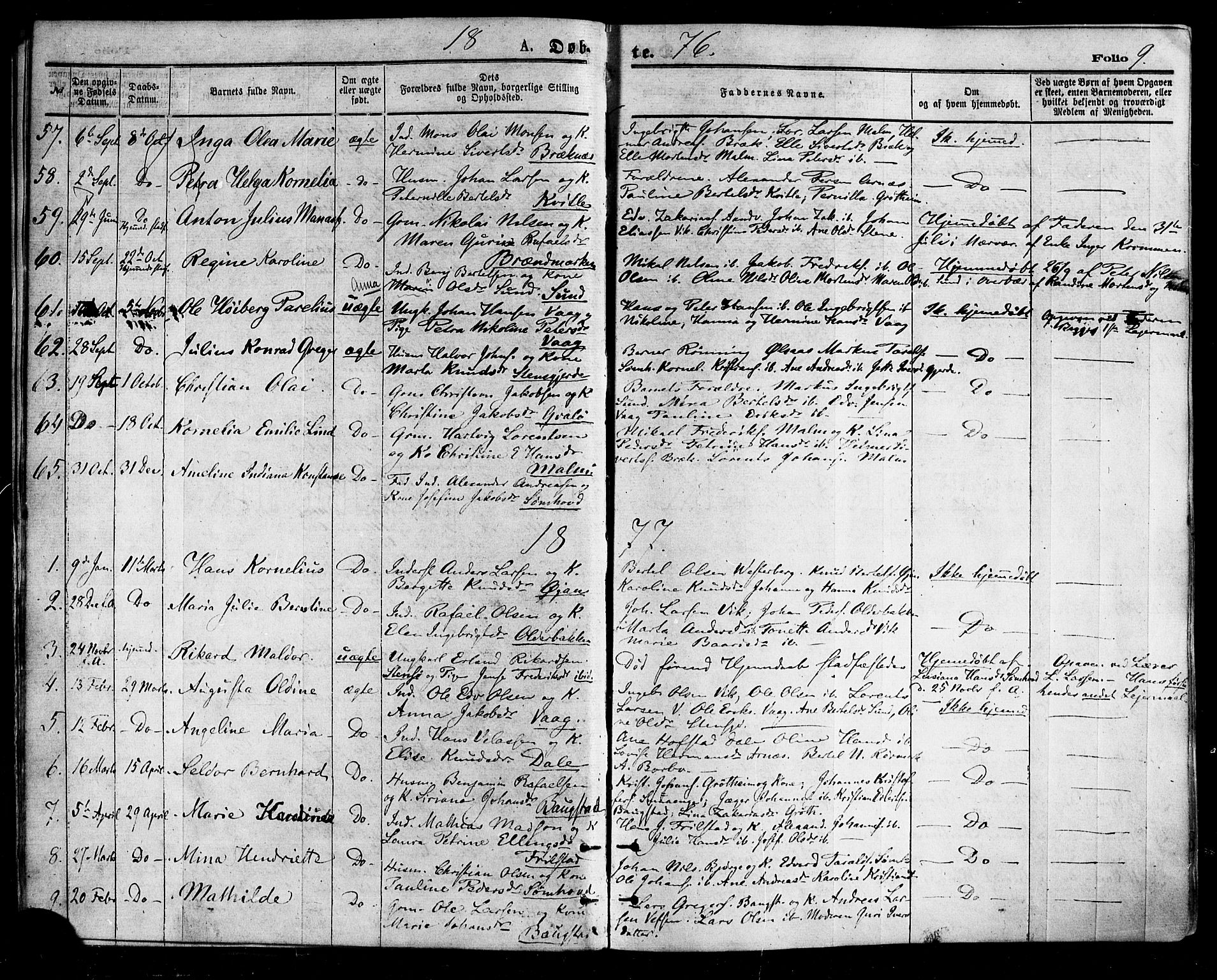 Ministerialprotokoller, klokkerbøker og fødselsregistre - Nordland, SAT/A-1459/812/L0177: Parish register (official) no. 812A06, 1875-1885, p. 9