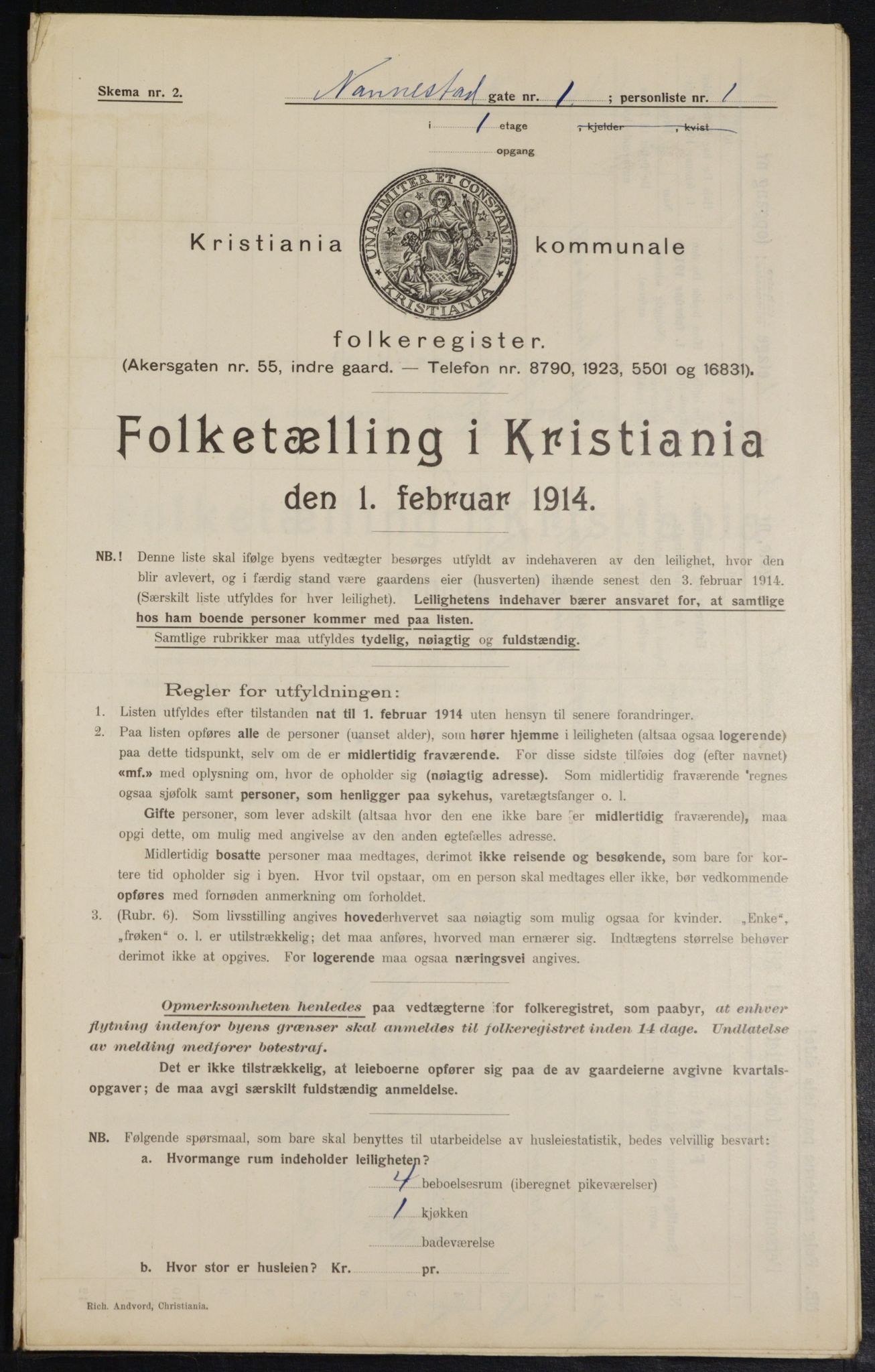 OBA, Municipal Census 1914 for Kristiania, 1914, p. 69033