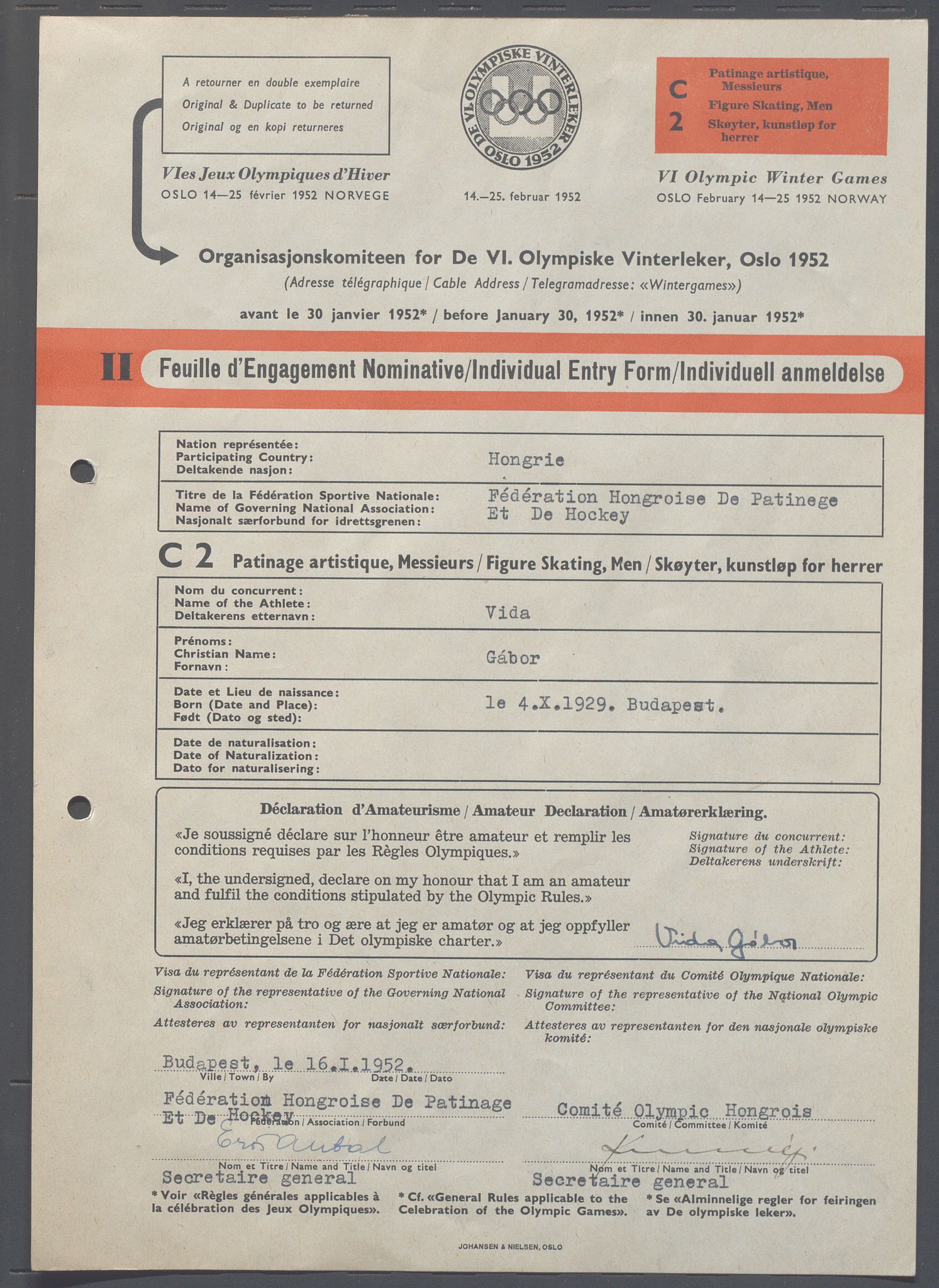 Organisasjonskomiteen for de VI. olympiske vinterleker, OBA/A-20130/H/Ha, 1951-1952, p. 1332