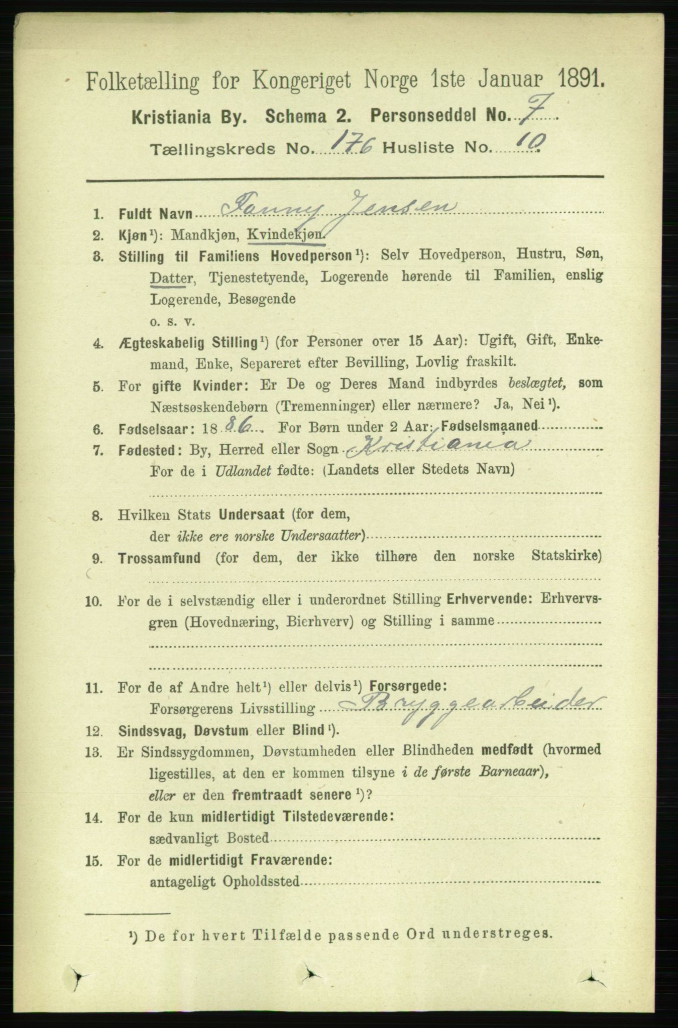 RA, 1891 census for 0301 Kristiania, 1891, p. 105913