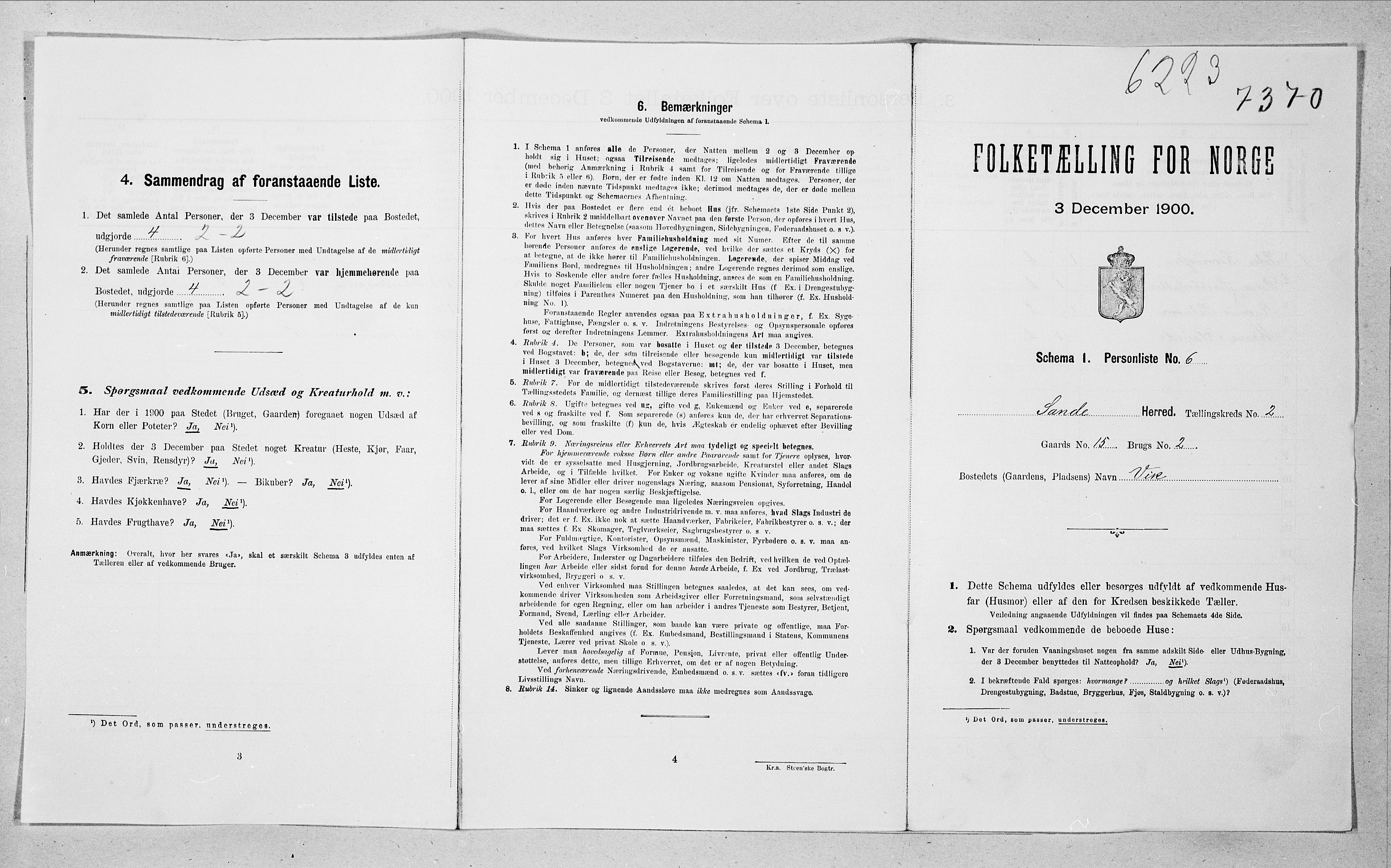 SAT, 1900 census for Sande, 1900, p. 26