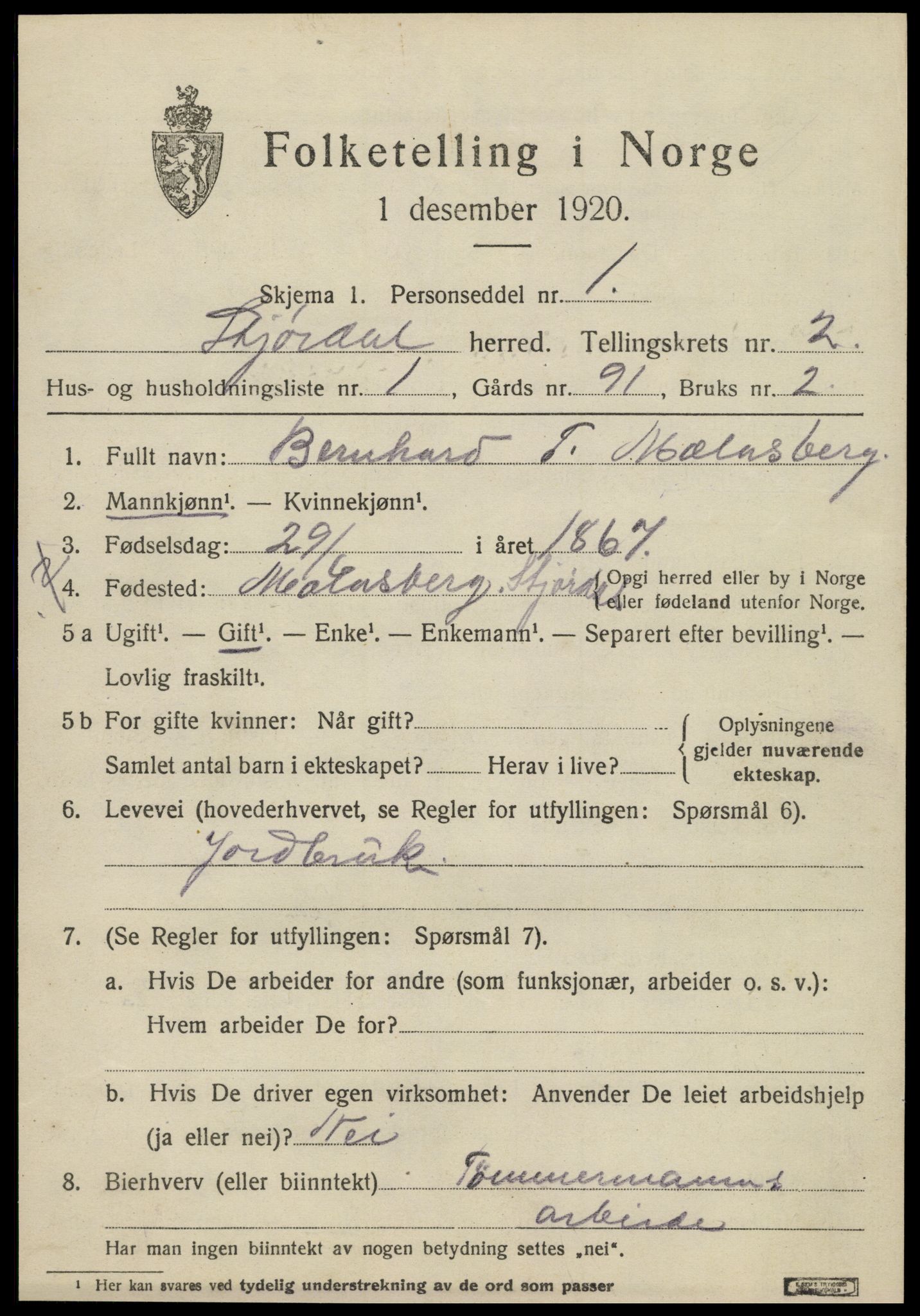 SAT, 1920 census for Stjørdal, 1920, p. 1886