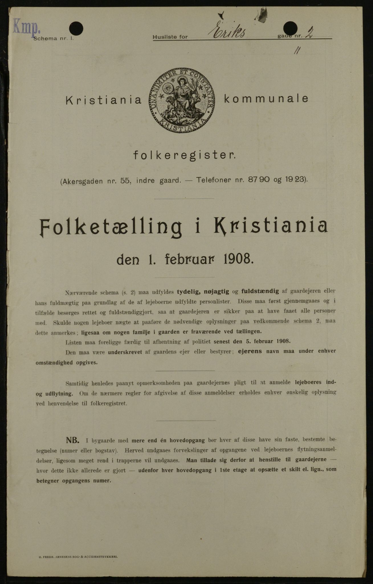 OBA, Municipal Census 1908 for Kristiania, 1908, p. 17948