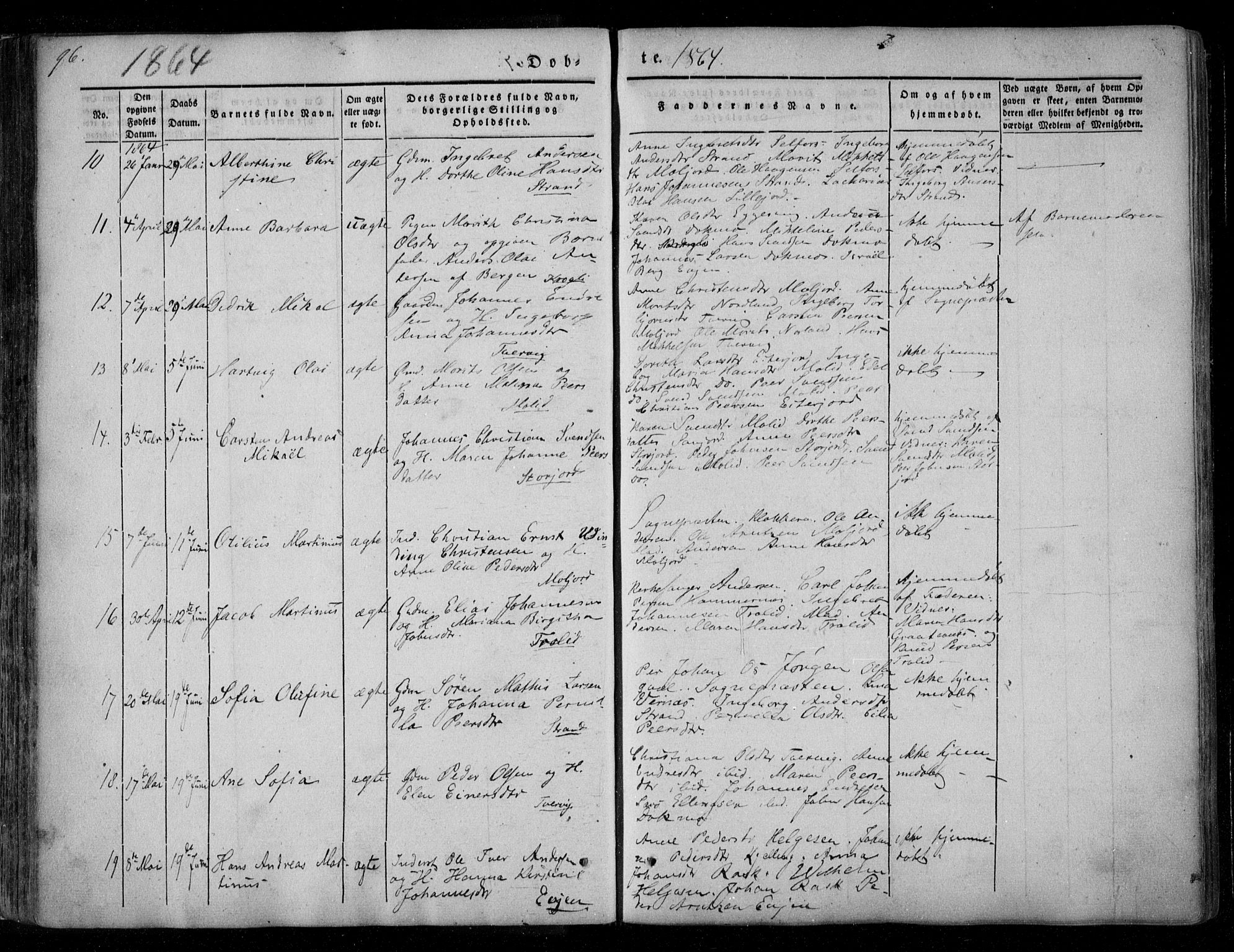 Ministerialprotokoller, klokkerbøker og fødselsregistre - Nordland, AV/SAT-A-1459/846/L0644: Parish register (official) no. 846A02, 1837-1872, p. 96