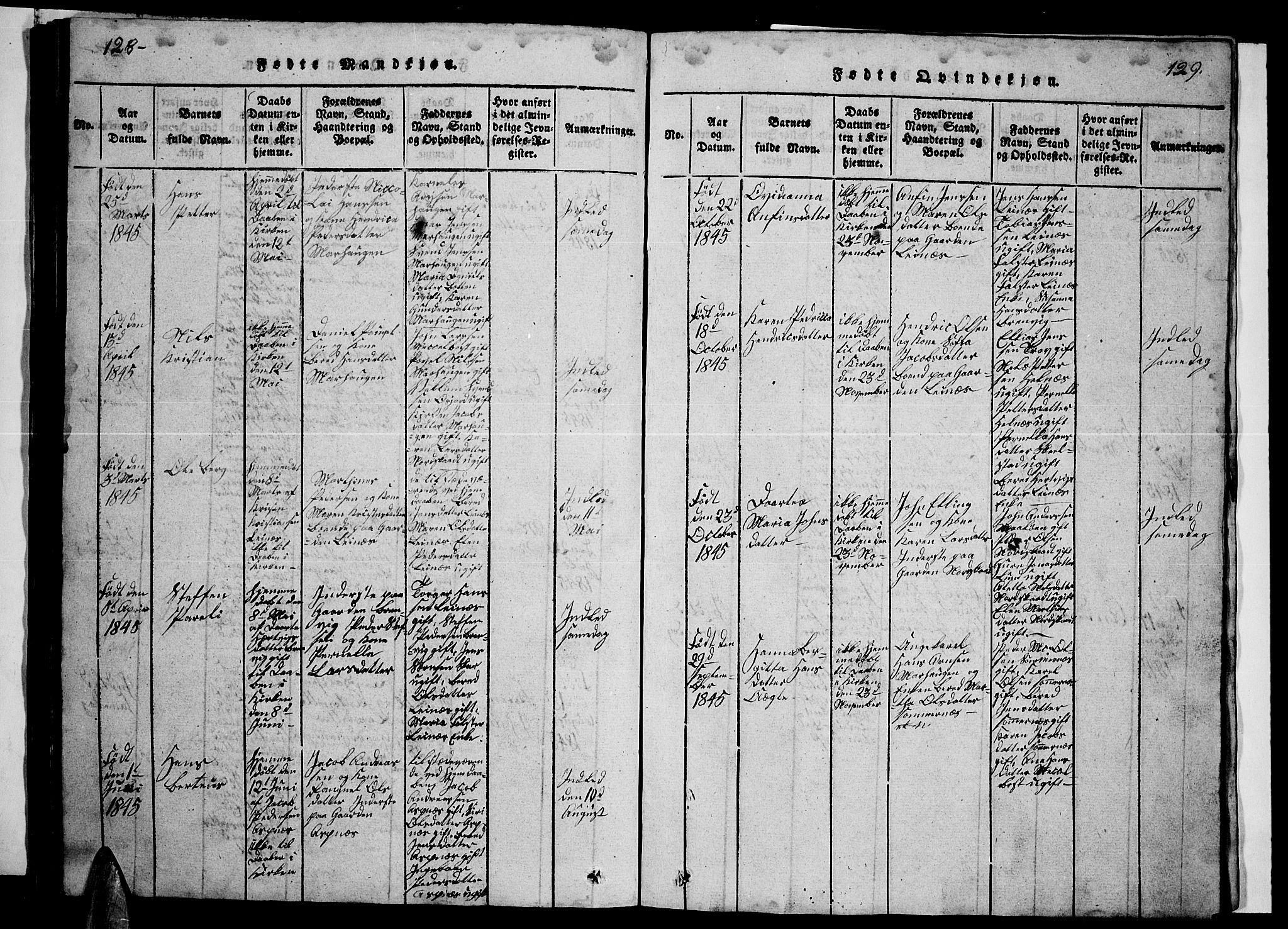 Ministerialprotokoller, klokkerbøker og fødselsregistre - Nordland, AV/SAT-A-1459/857/L0826: Parish register (copy) no. 857C01, 1821-1852, p. 128-129