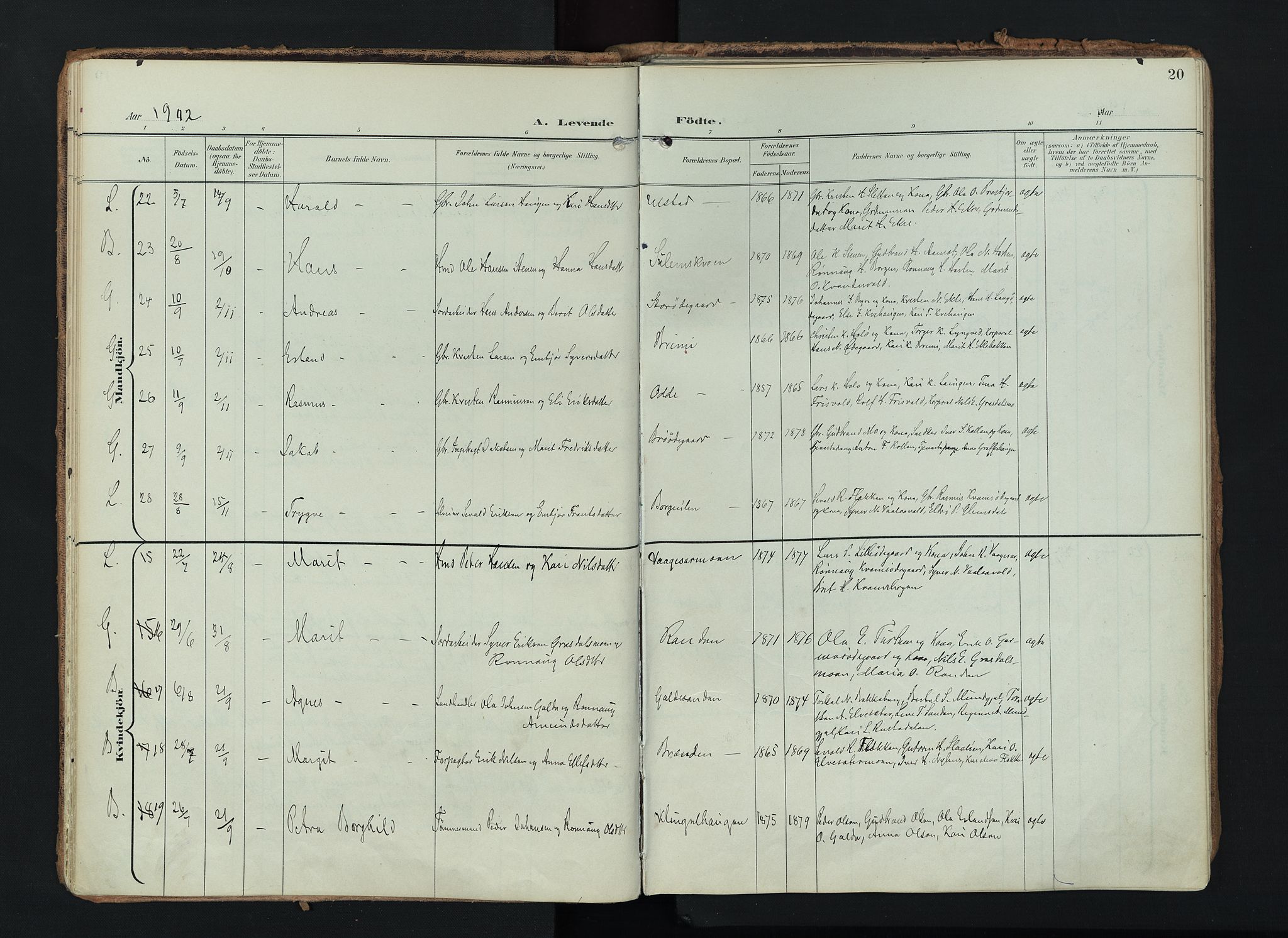 Lom prestekontor, AV/SAH-PREST-070/K/L0010: Parish register (official) no. 10, 1899-1926, p. 20