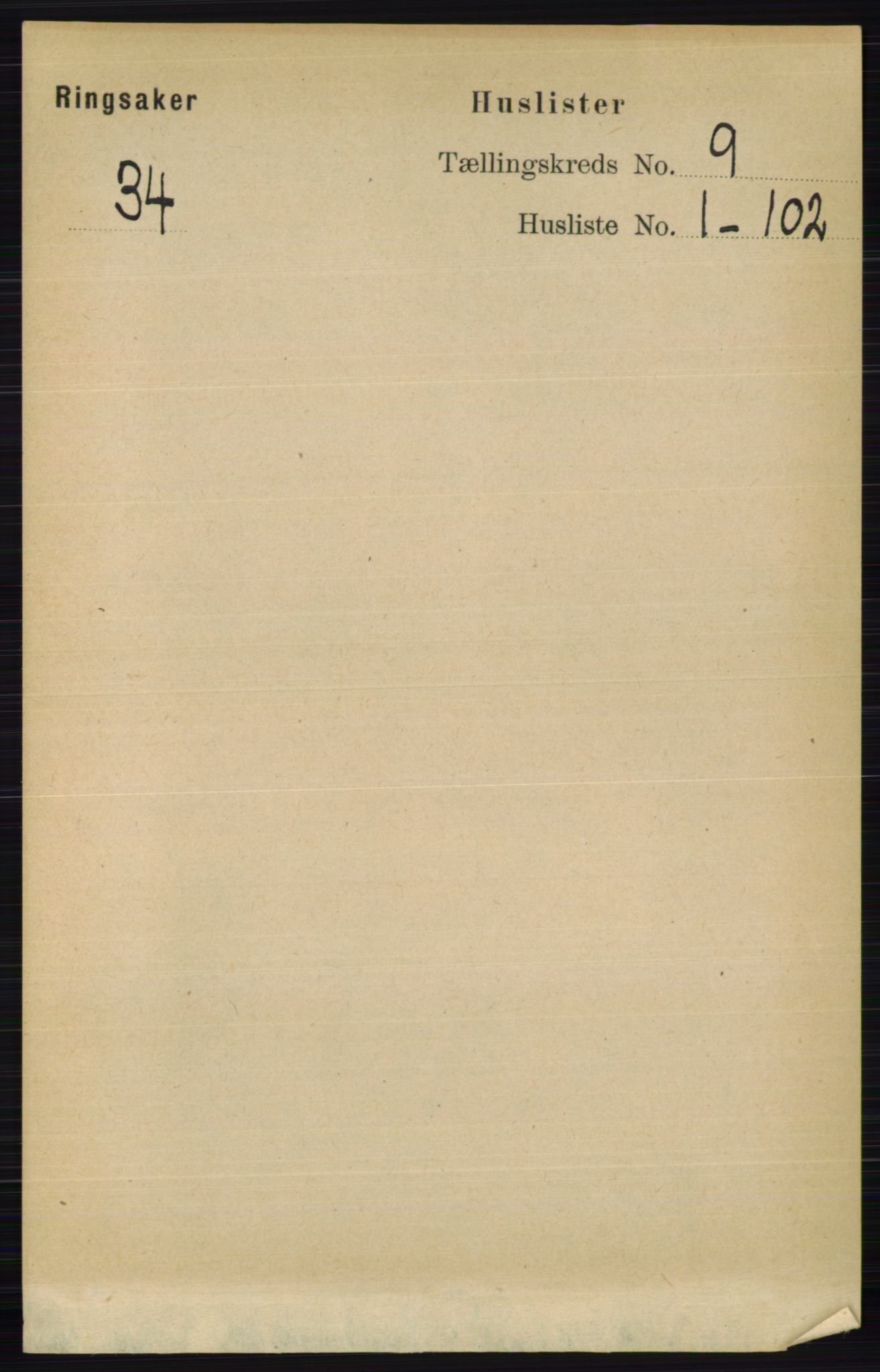RA, 1891 census for 0412 Ringsaker, 1891, p. 4943