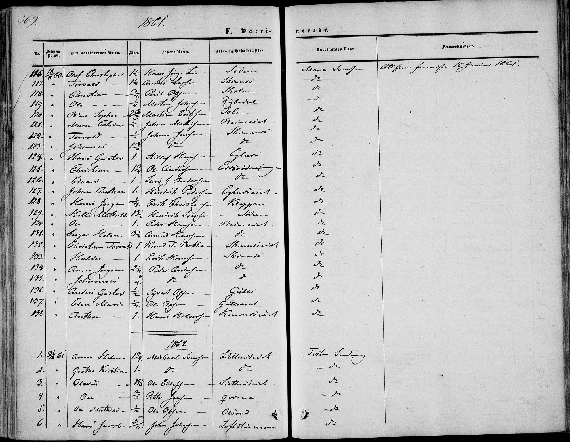 Sandsvær kirkebøker, SAKO/A-244/F/Fa/L0006: Parish register (official) no. I 6, 1857-1868, p. 369