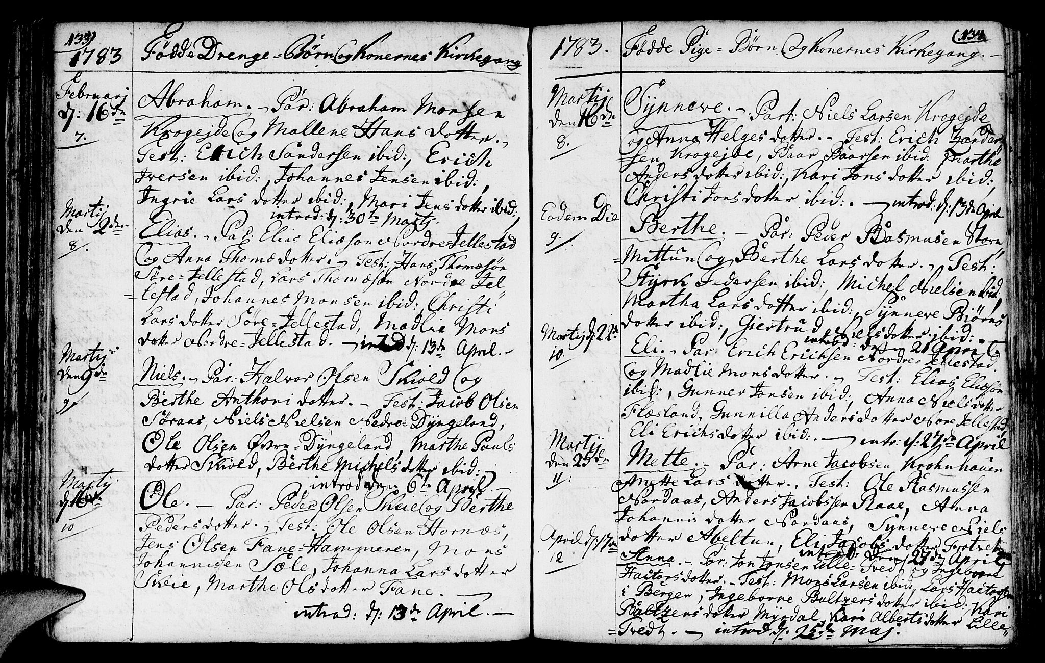 Fana Sokneprestembete, AV/SAB-A-75101/H/Haa/Haaa/L0005: Parish register (official) no. A 5, 1773-1799, p. 133-134