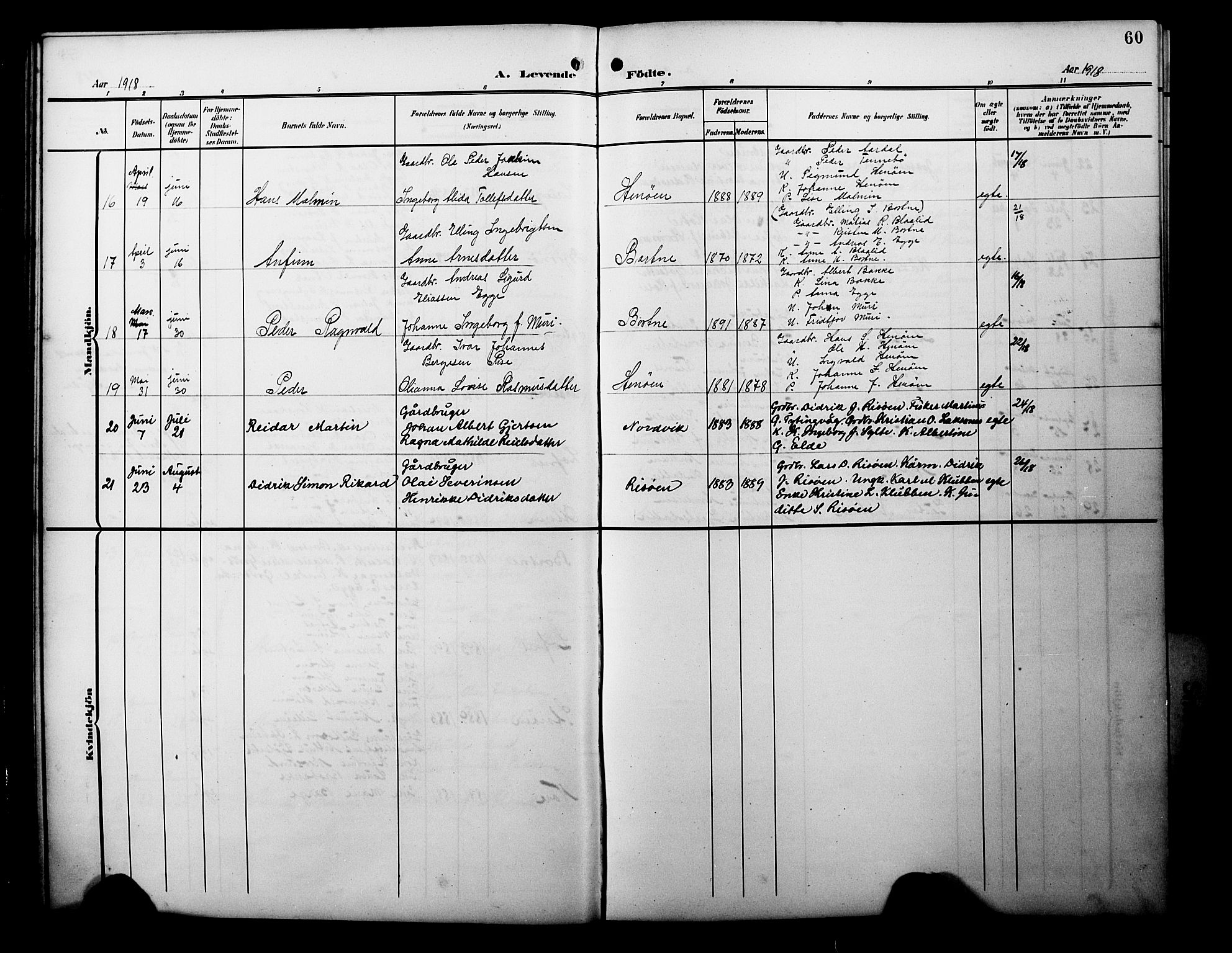 Davik sokneprestembete, AV/SAB-A-79701/H/Hab/Habc/L0003: Parish register (copy) no. C 3, 1907-1929, p. 60