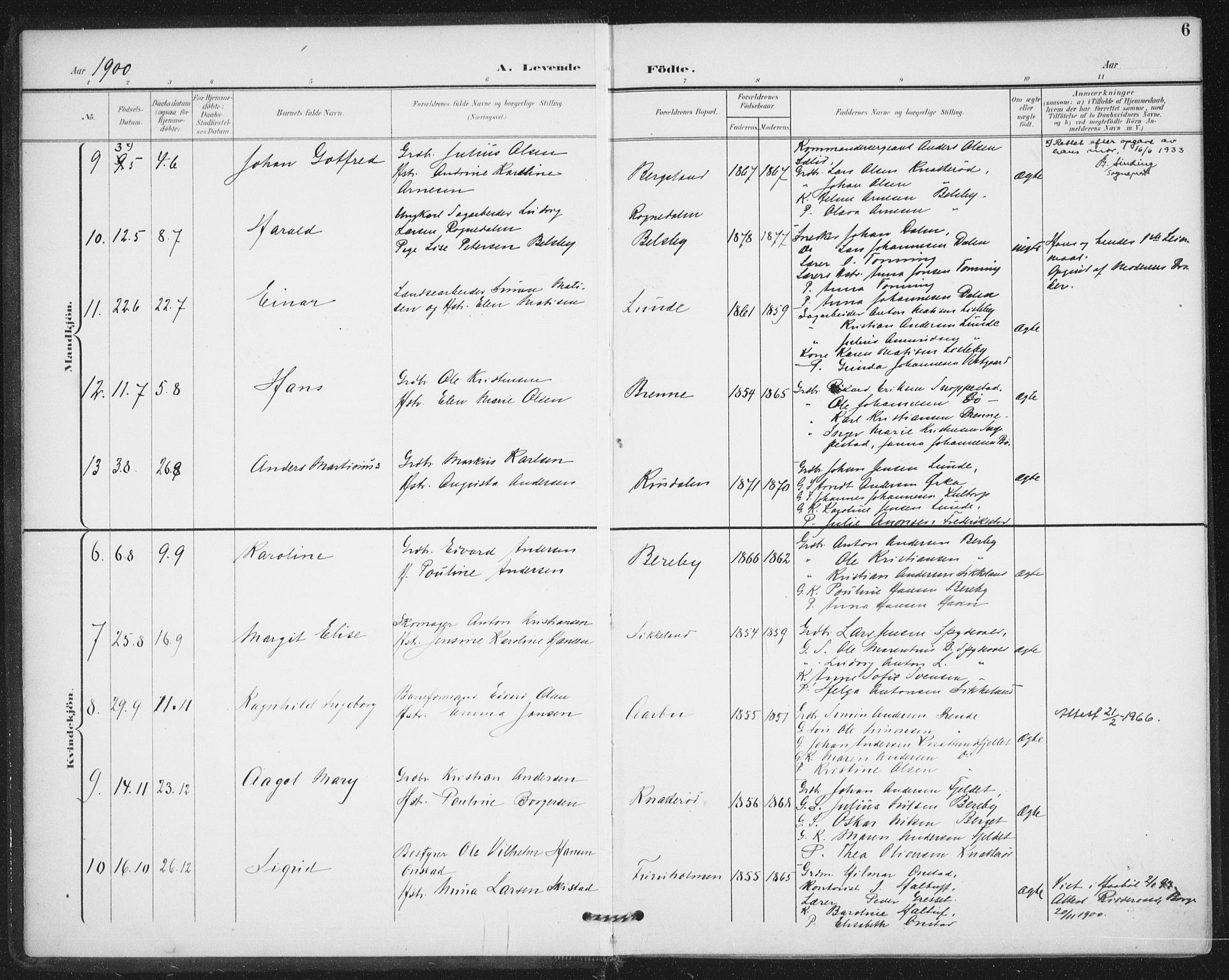 Varteig prestekontor Kirkebøker, AV/SAO-A-10447a/F/Fa/L0003: Parish register (official) no. 3, 1899-1919, p. 6