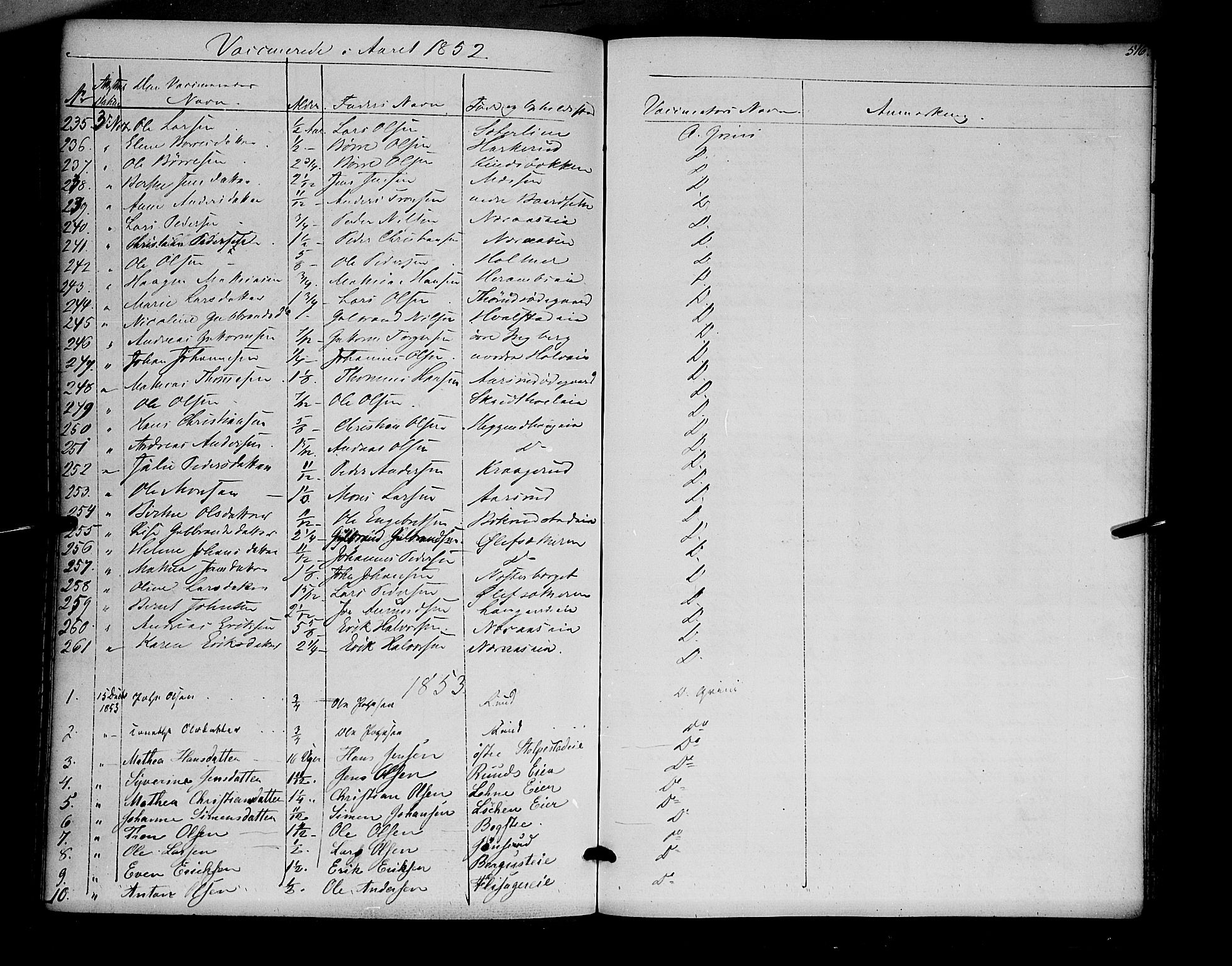 Ringsaker prestekontor, SAH/PREST-014/K/Ka/L0009: Parish register (official) no. 9, 1850-1860, p. 516