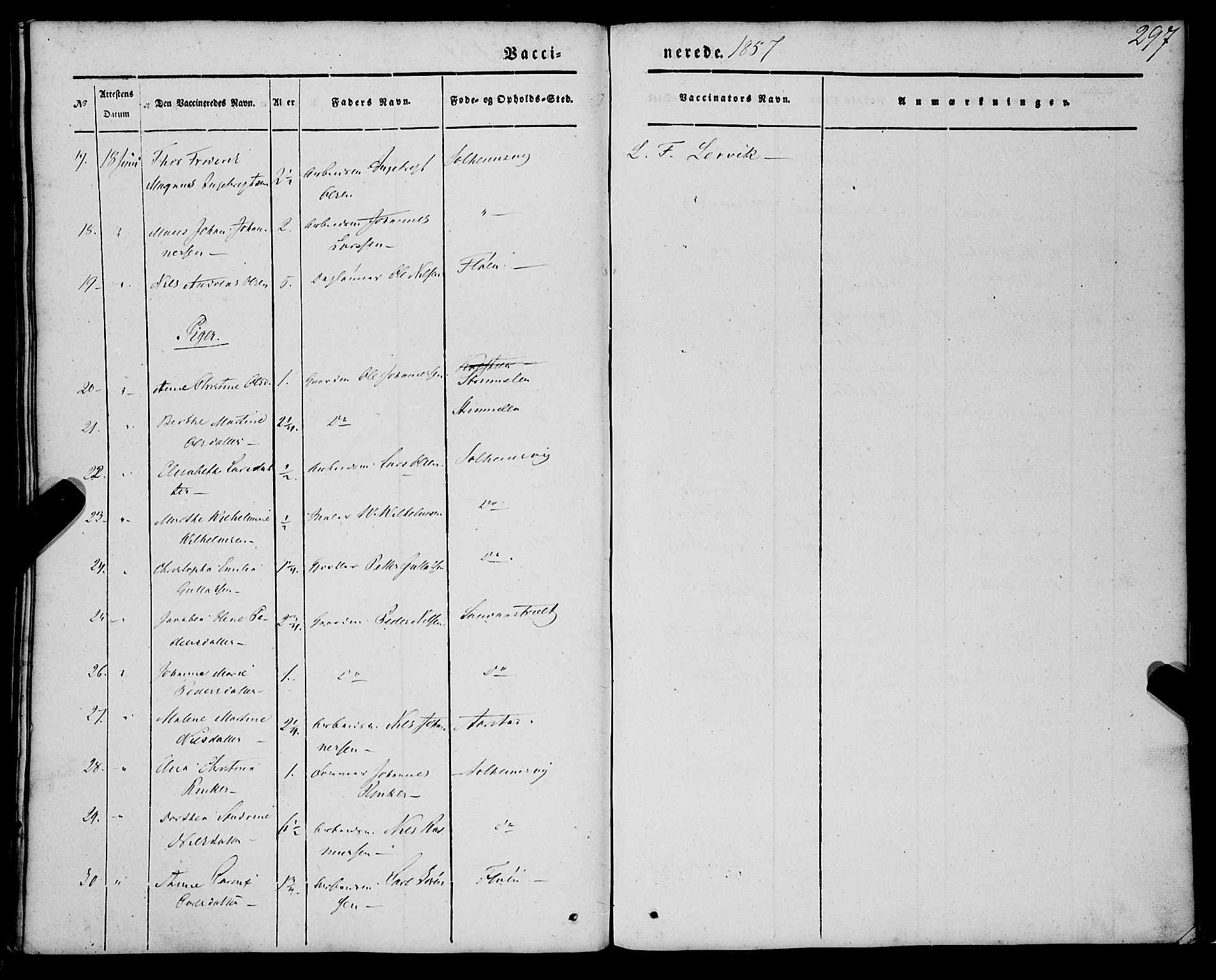 St. Jørgens hospital og Årstad sokneprestembete, AV/SAB-A-99934: Parish register (official) no. A 4, 1844-1863, p. 297