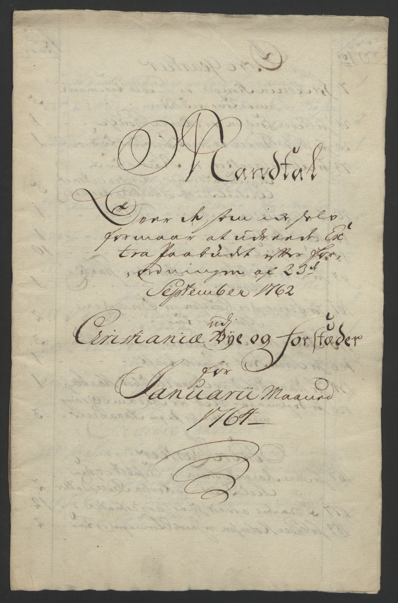 Rentekammeret inntil 1814, Reviderte regnskaper, Byregnskaper, AV/RA-EA-4066/R/Re/L0072/0001: [E13] Kontribusjonsregnskap / Ekstraskatt, 1763-1764, p. 273