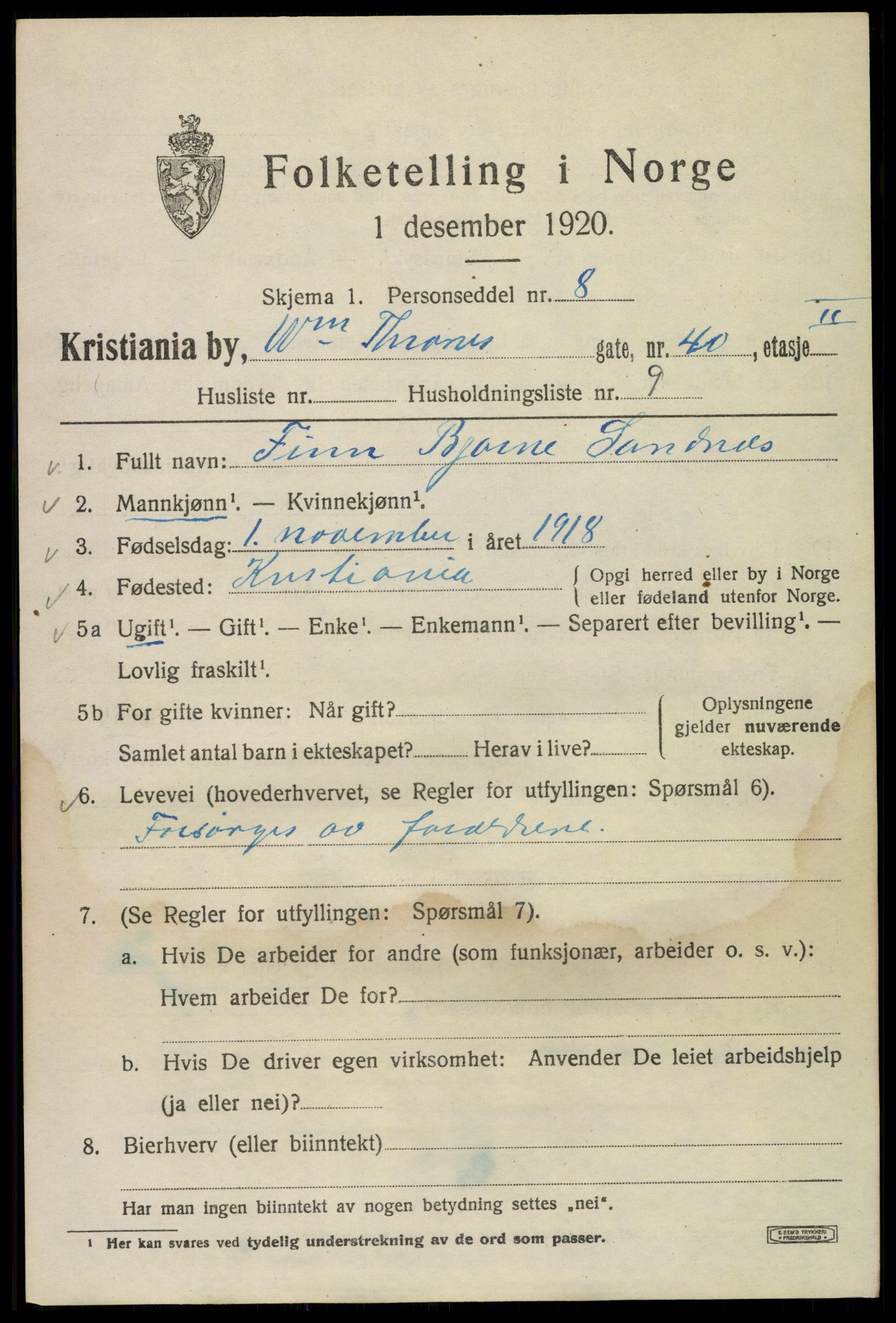 SAO, 1920 census for Kristiania, 1920, p. 647523