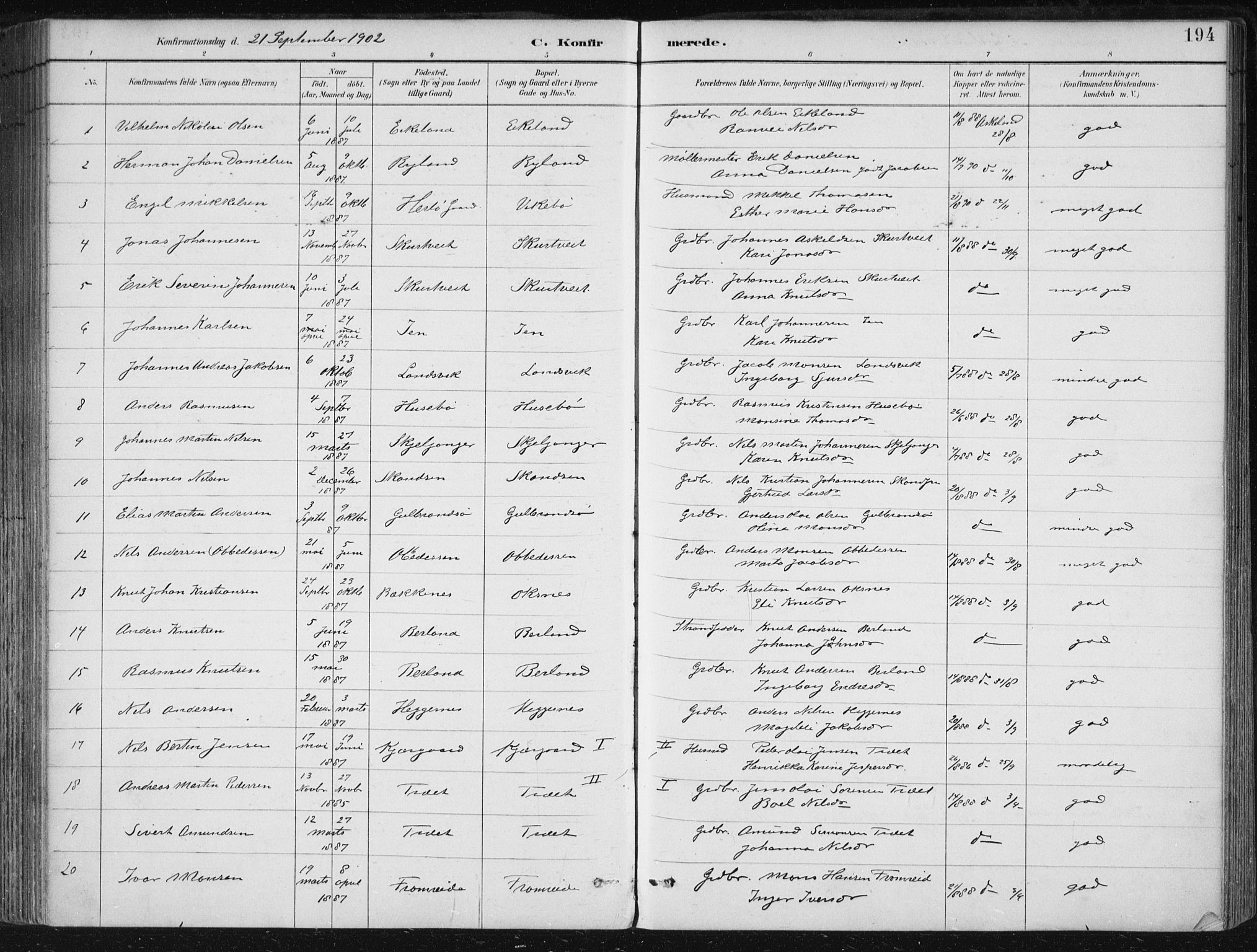 Herdla Sokneprestembete, SAB/A-75701/H/Haa: Parish register (official) no. A 4, 1891-1905, p. 194