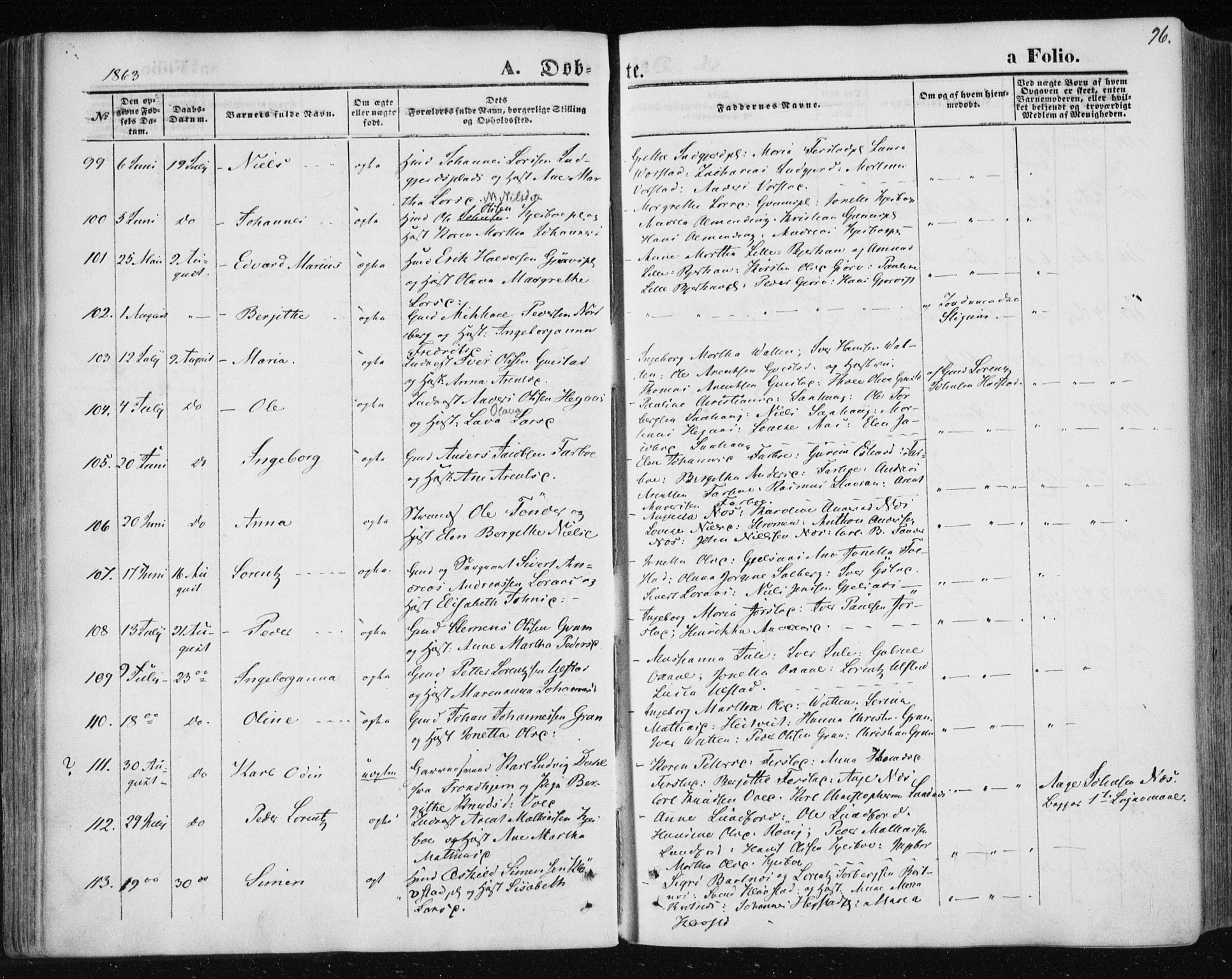 Ministerialprotokoller, klokkerbøker og fødselsregistre - Nord-Trøndelag, AV/SAT-A-1458/730/L0283: Parish register (official) no. 730A08, 1855-1865, p. 96