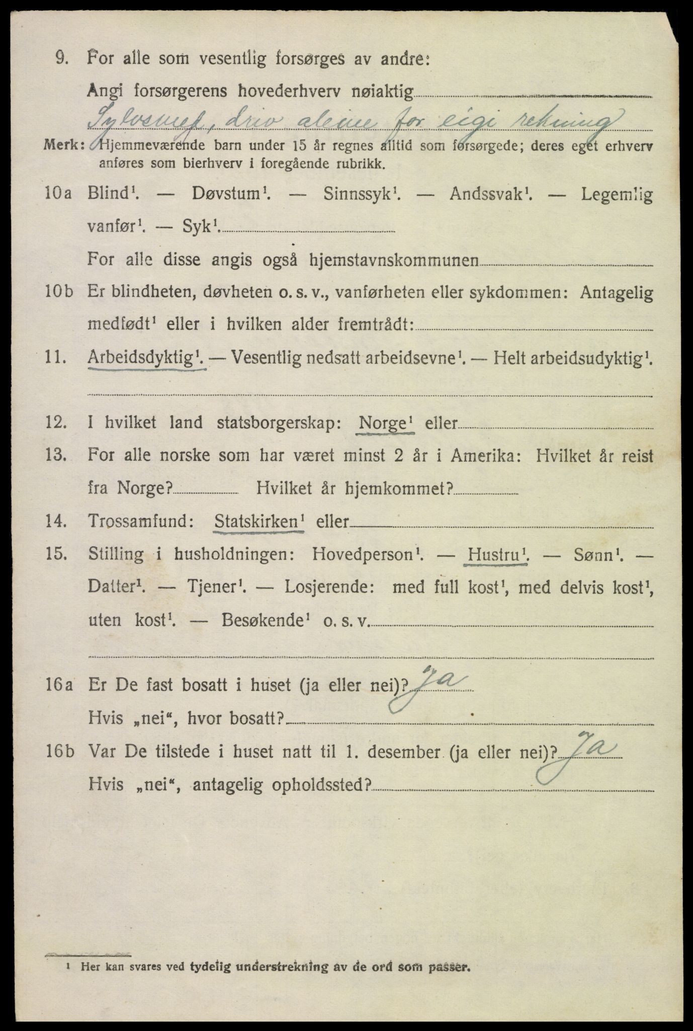 SAK, 1920 census for Hylestad, 1920, p. 1389