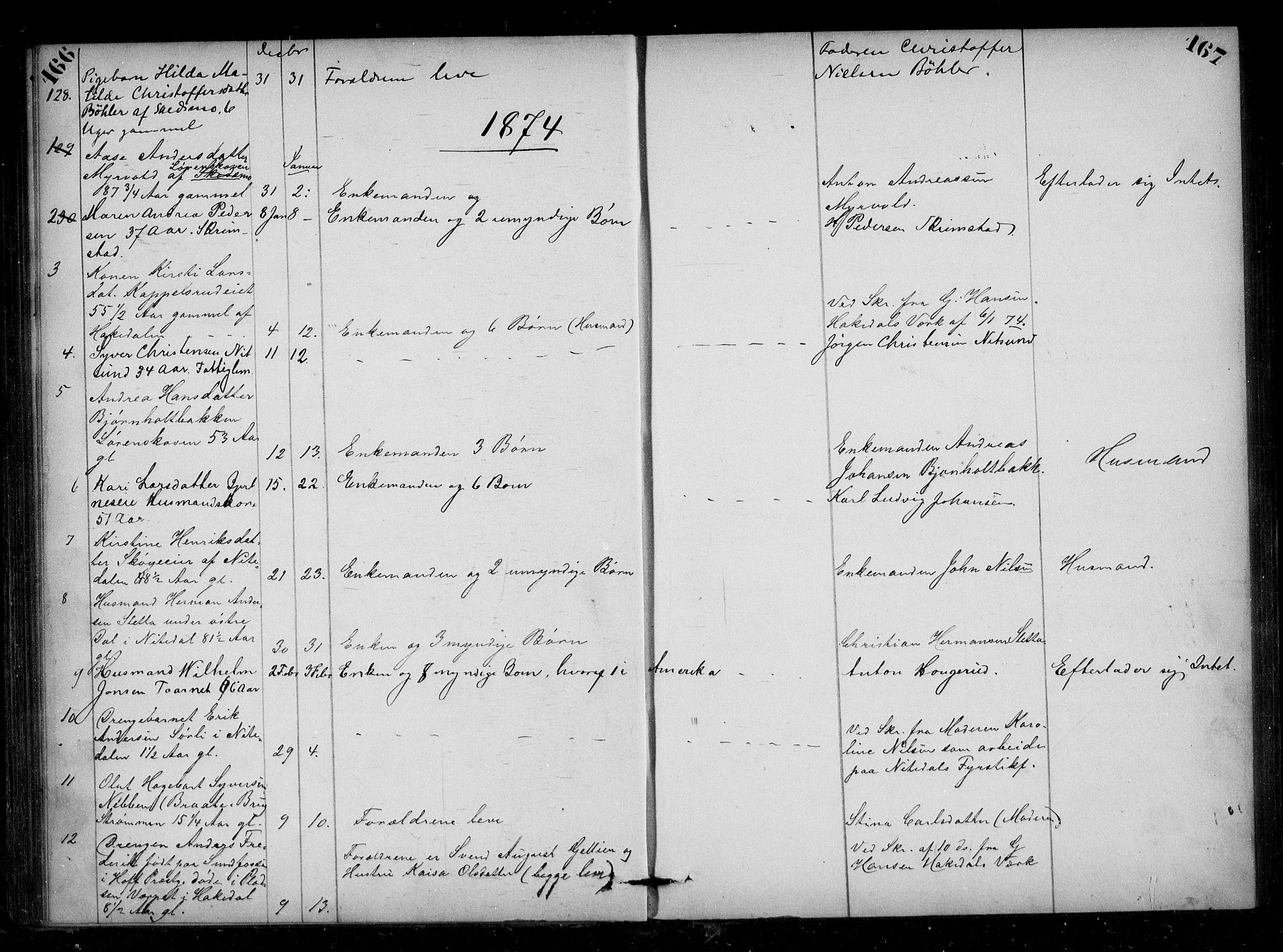 Nedre Romerike sorenskriveri, AV/SAO-A-10469/H/Hb/Hba/L0003: Dødsfallsprotokoll, rekke I , 1863-1876, p. 166-167