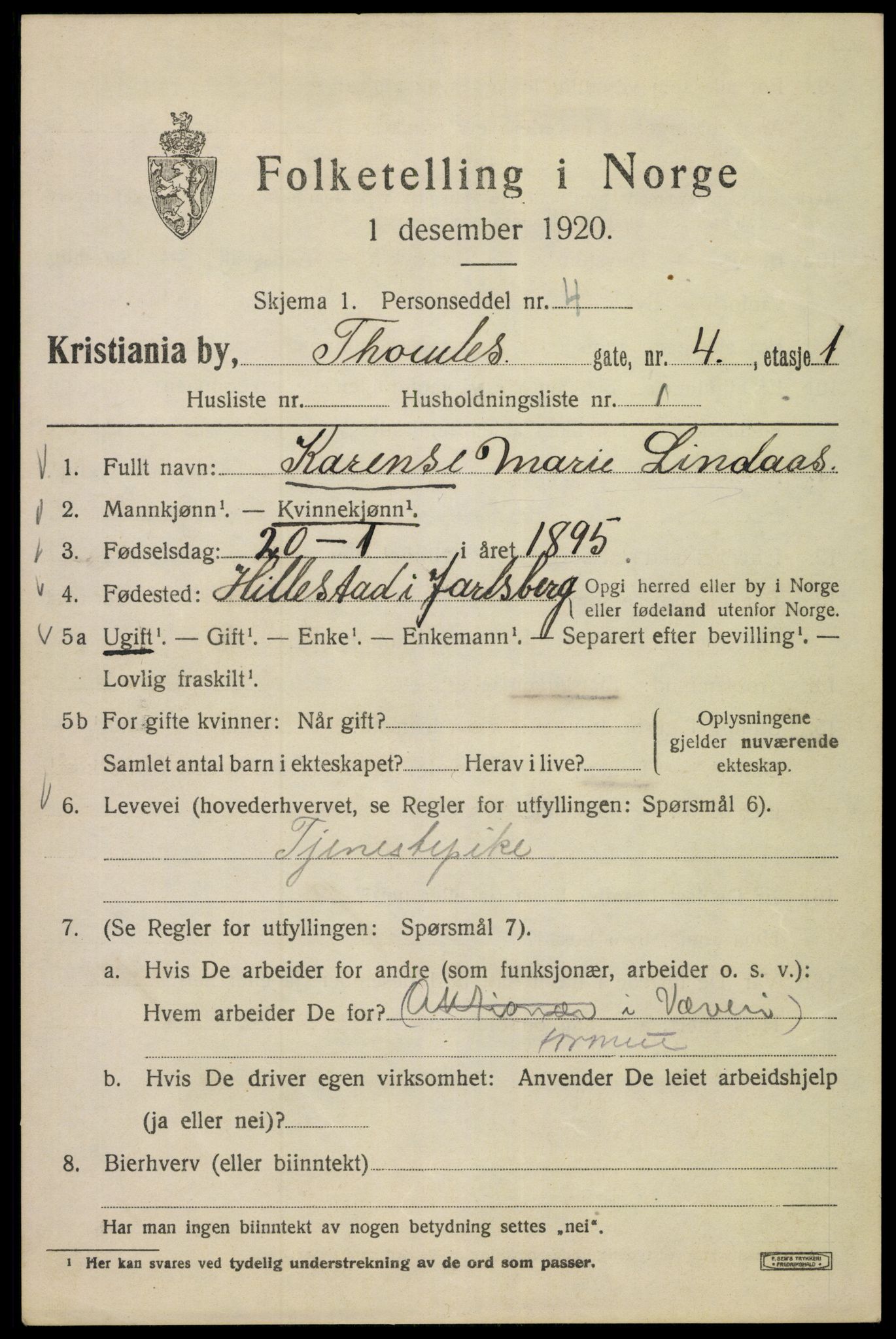 SAO, 1920 census for Kristiania, 1920, p. 573175