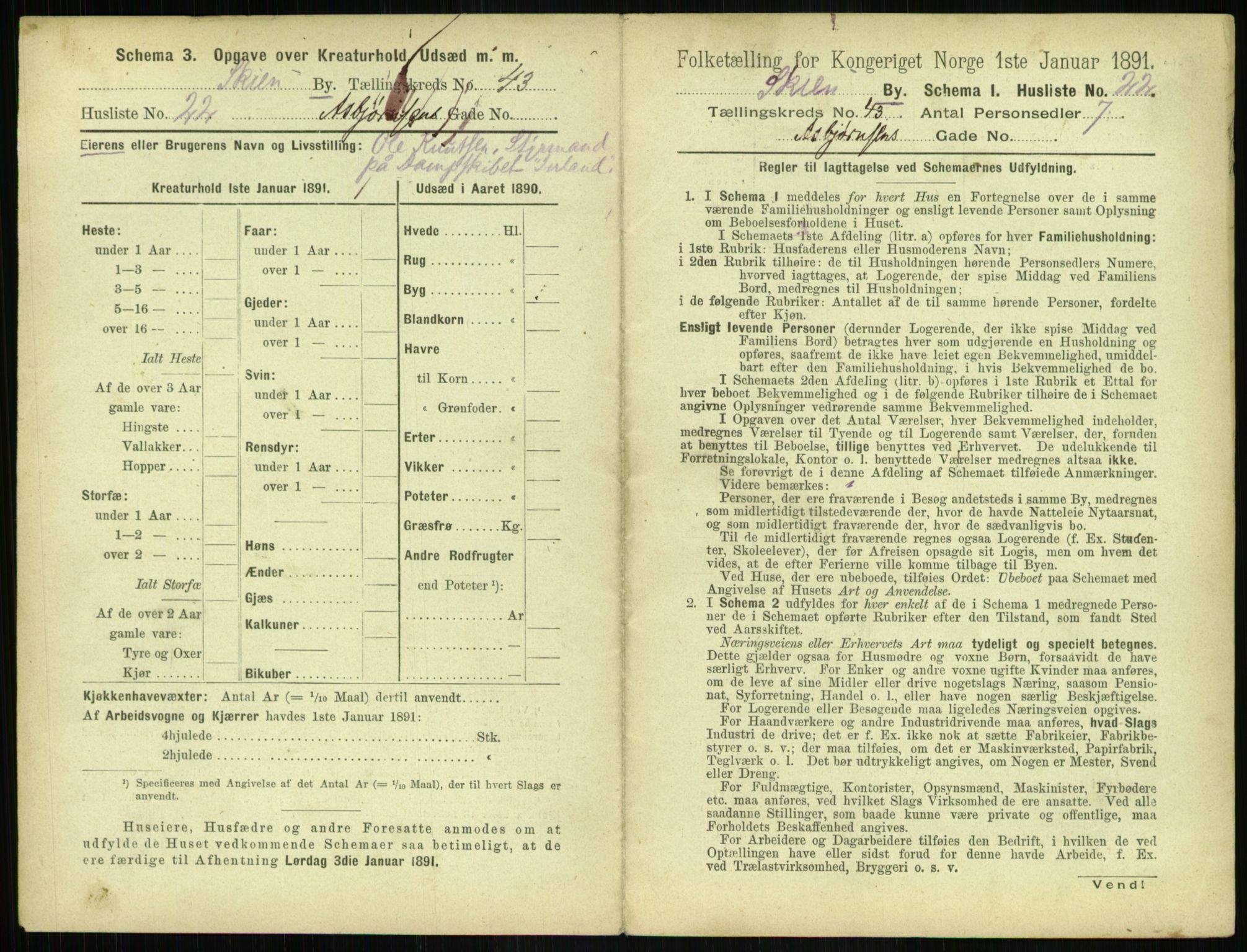 RA, 1891 census for 0806 Skien, 1891, p. 1526