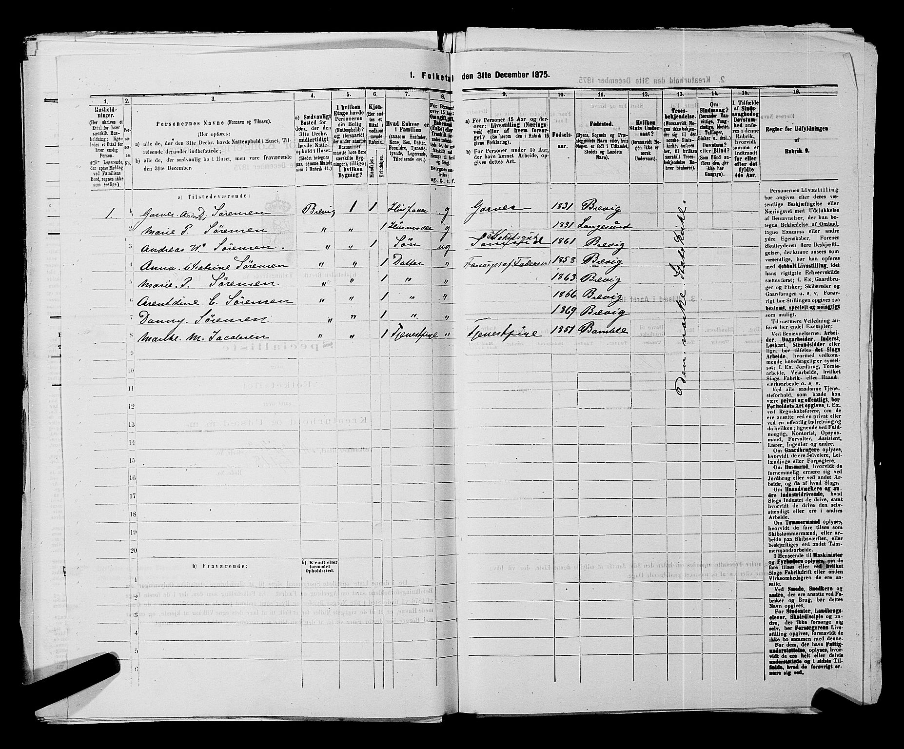 SAKO, 1875 census for 0804P Brevik, 1875, p. 52