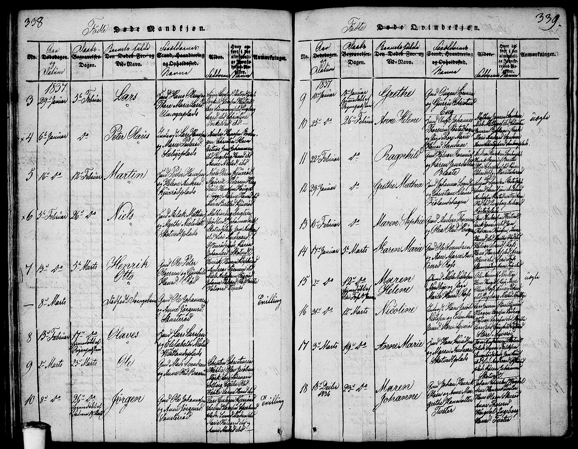 Våler prestekontor Kirkebøker, AV/SAO-A-11083/F/Fa/L0005: Parish register (official) no. I 5, 1815-1839, p. 338-339