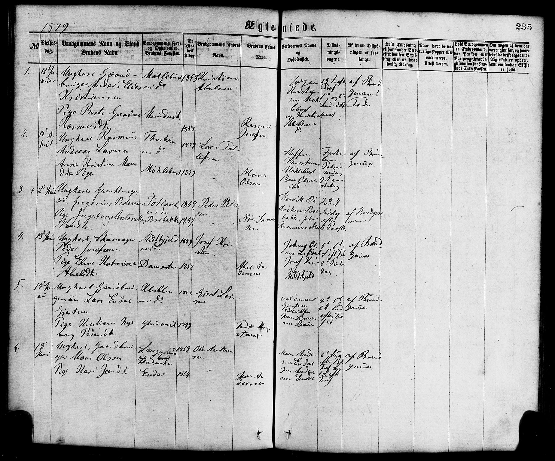 Davik sokneprestembete, SAB/A-79701/H/Haa/Haaa/L0006: Parish register (official) no. A 6, 1867-1881, p. 235